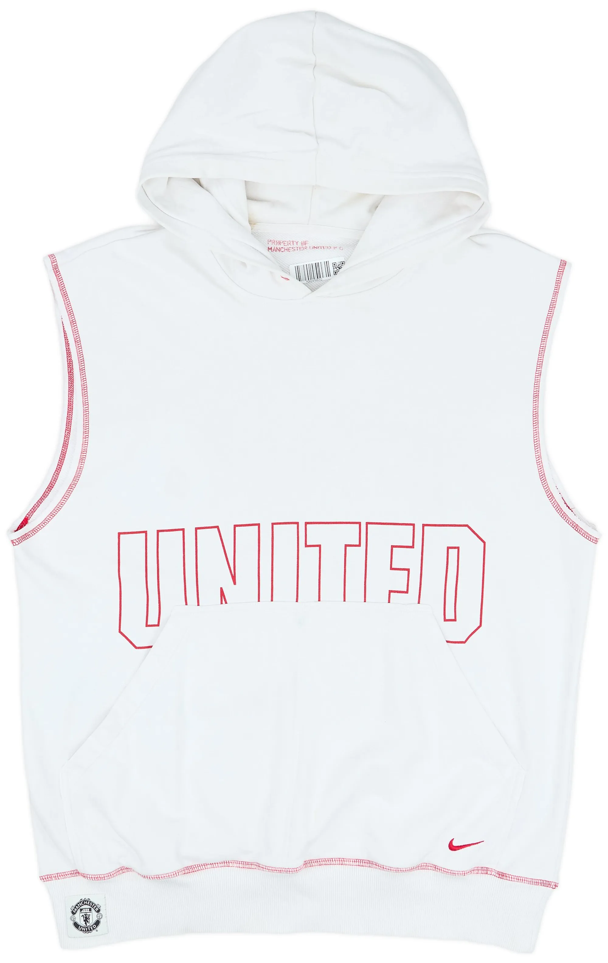 2004-05 Manchester United Nike Sleeveless Hooded Sweat Top - 6/10 - (L)