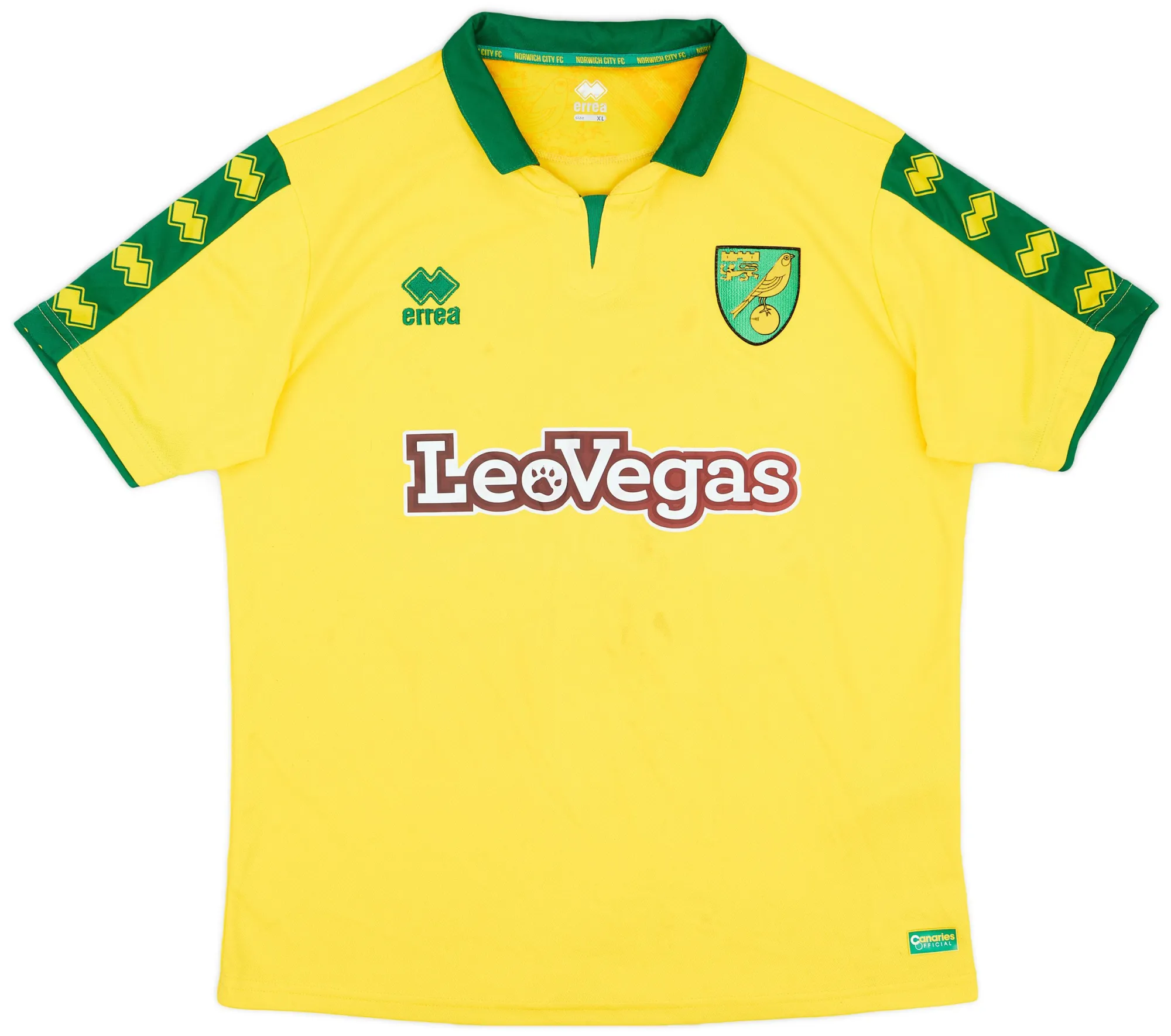 Errea Norwich City Mens SS Home Shirt 2017/18