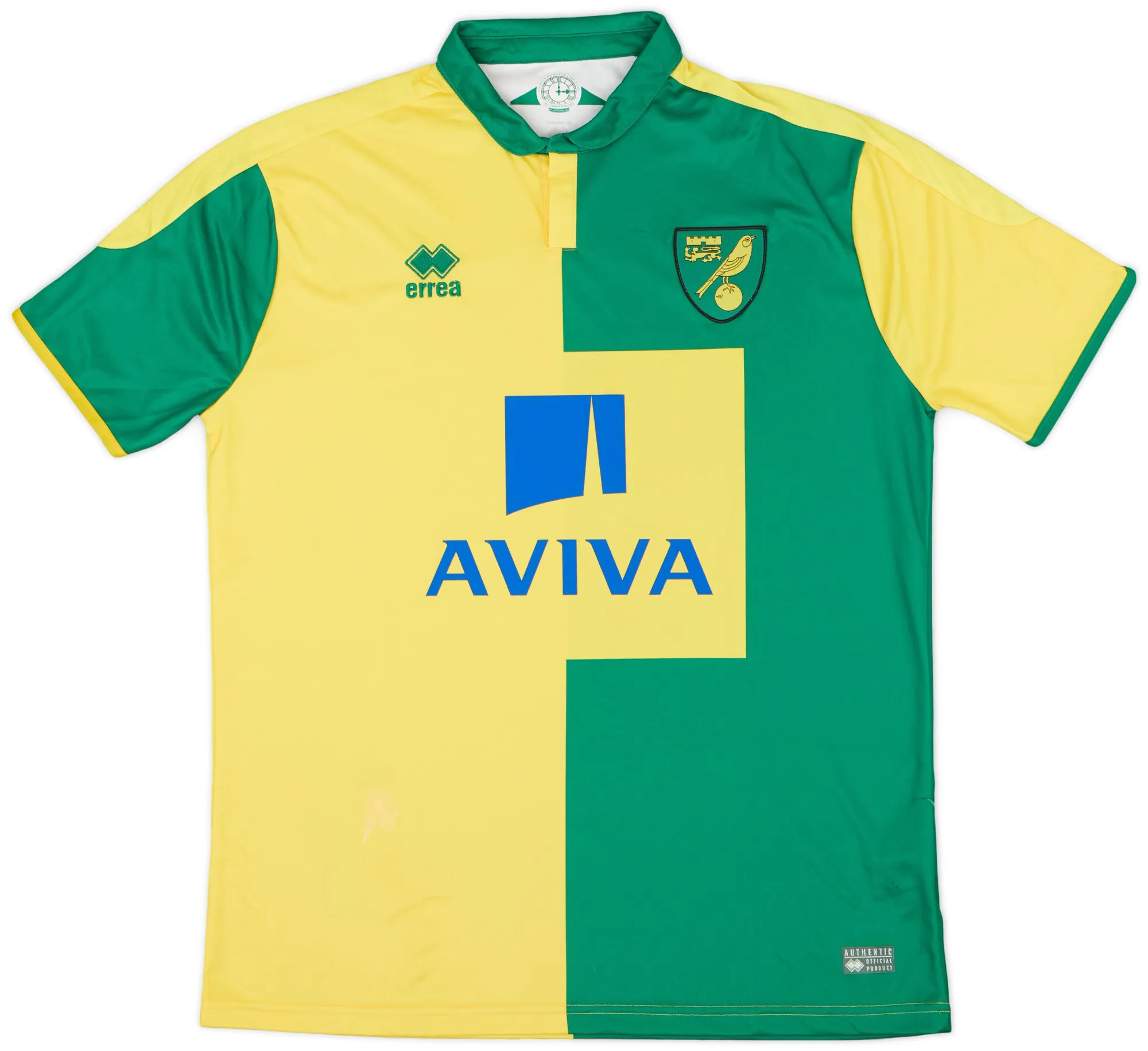 Errea Norwich City Mens SS Home Shirt 2015/16
