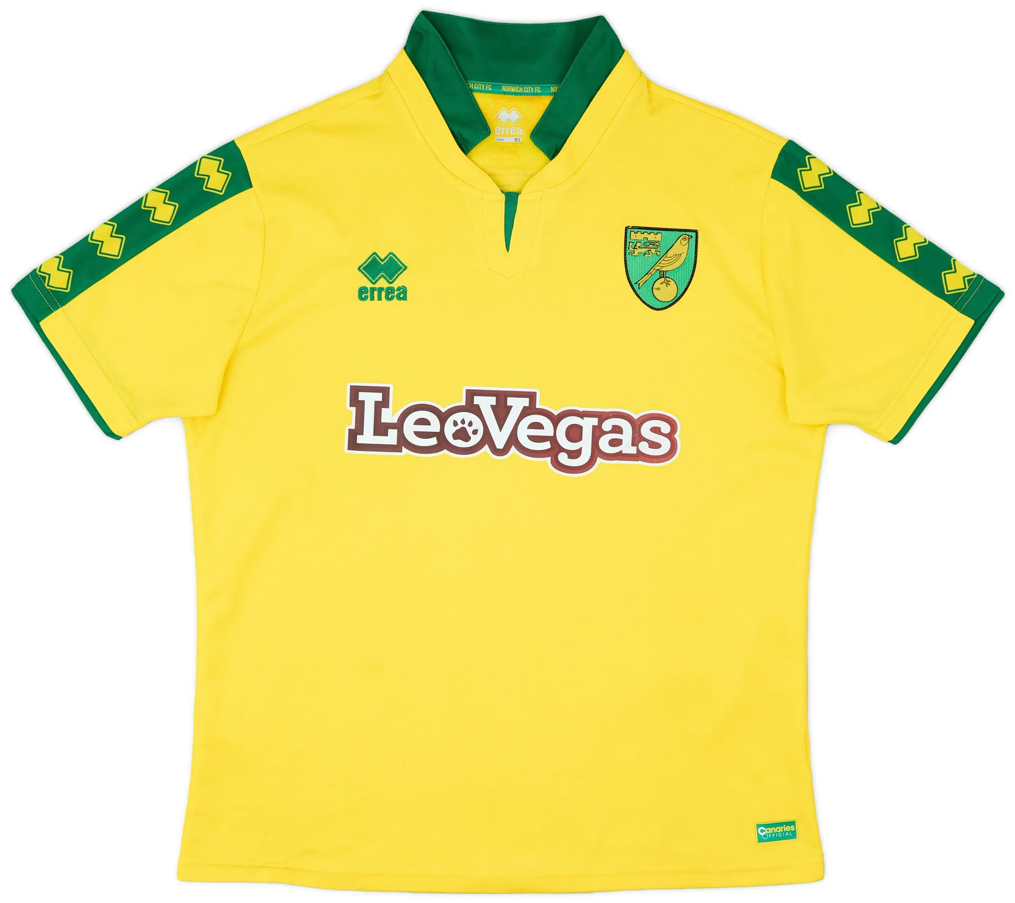 Errea Norwich City Mens SS Home Shirt 2017/18