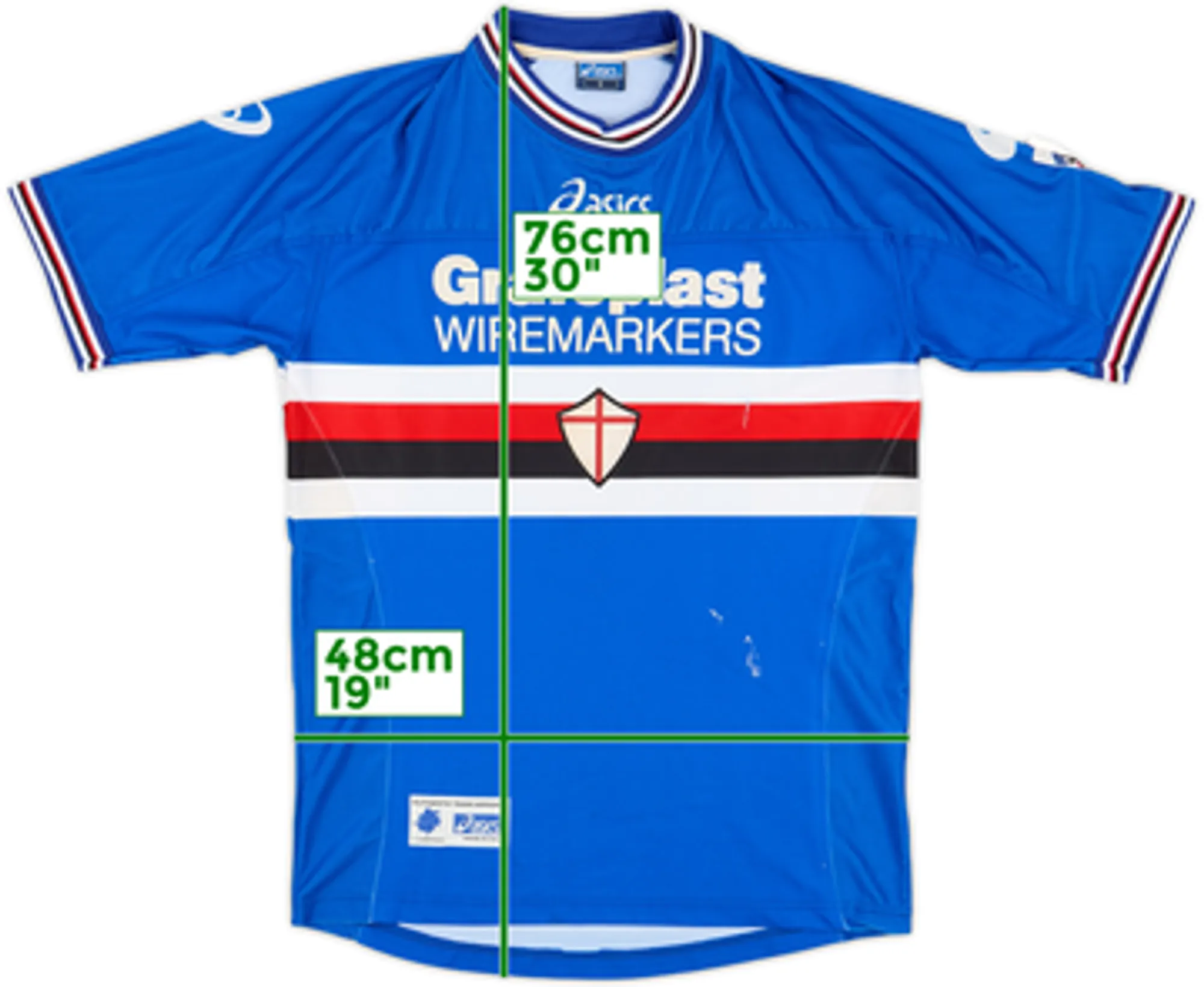 Asics Sampdoria Mens SS Home Shirt 2001/02