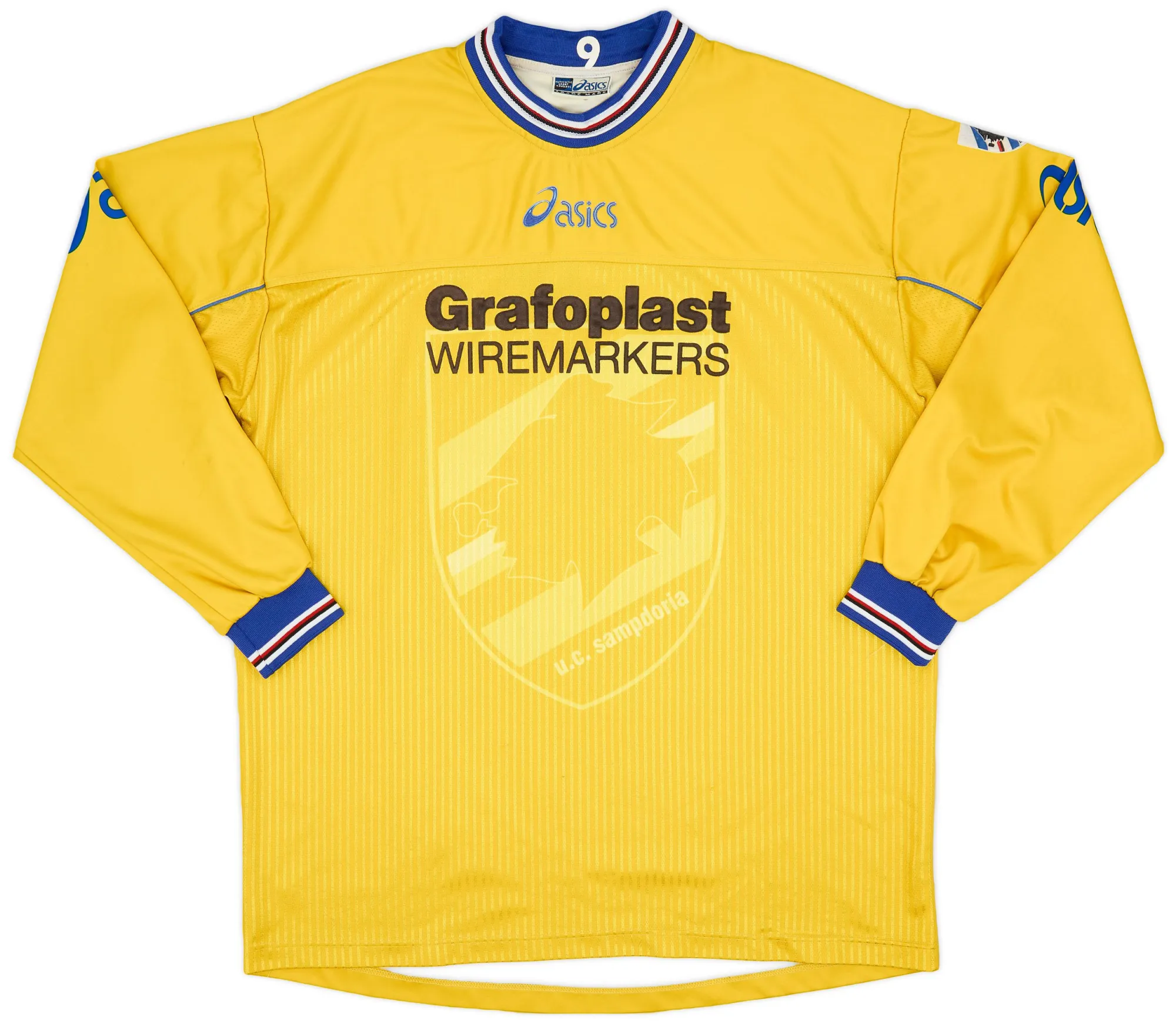 Asics Sampdoria Mens LS Player Issue Home Shirt 2001/02