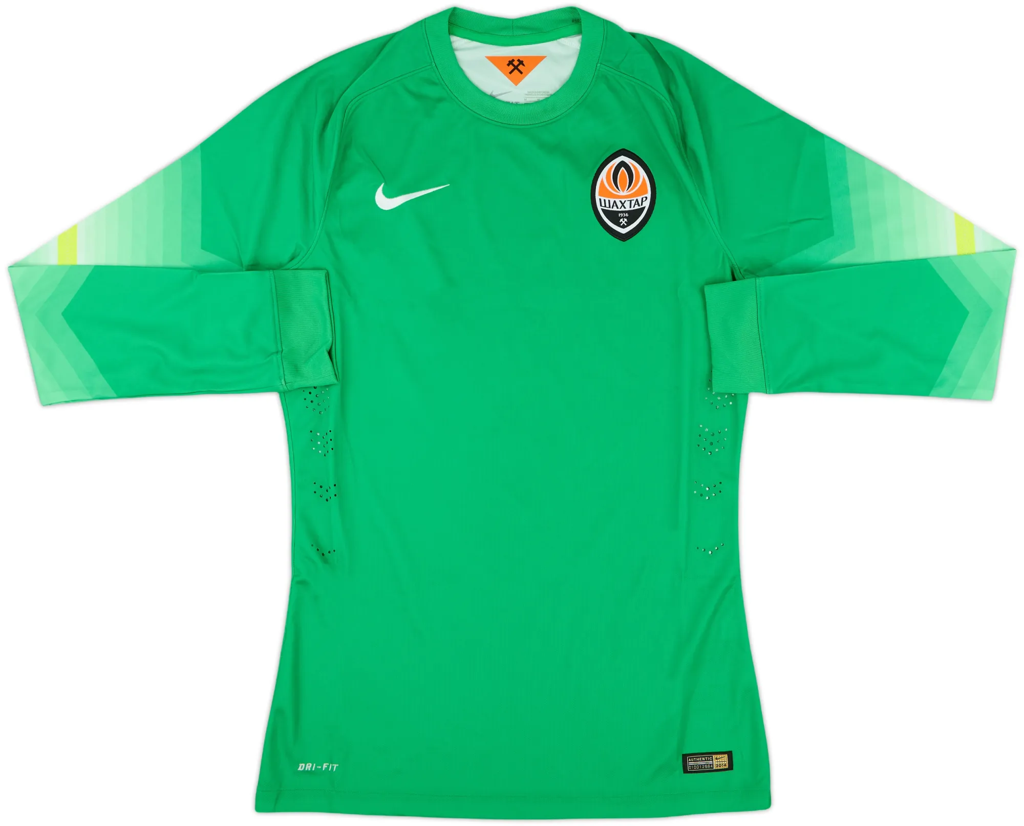 Nike Shakhtar Donetsk Mens LS Goalkeeper Player Issue Home Shirt 2014/15