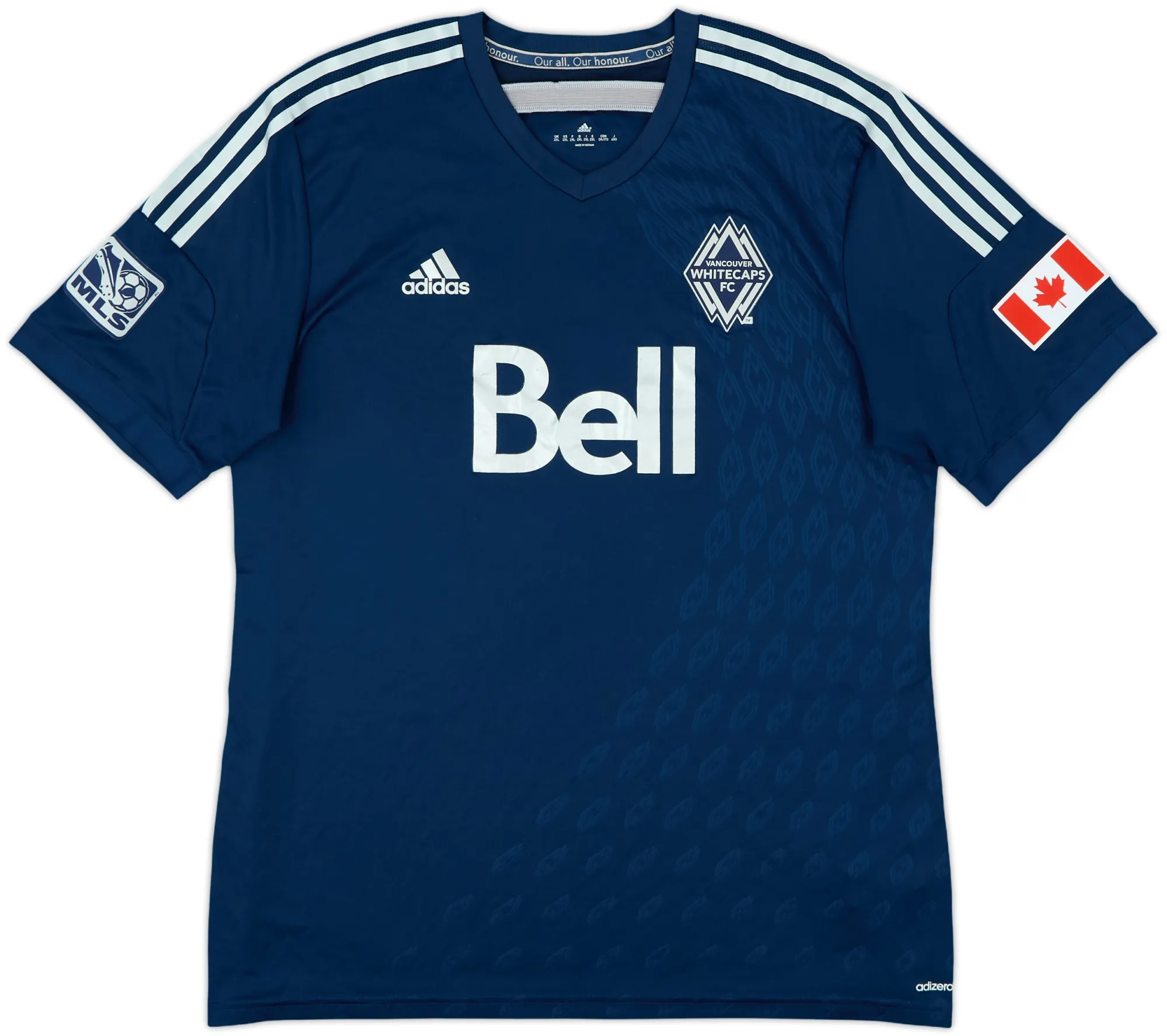adidas Vancouver Whitecaps Mens SS Player Issue Away Shirt 2014
