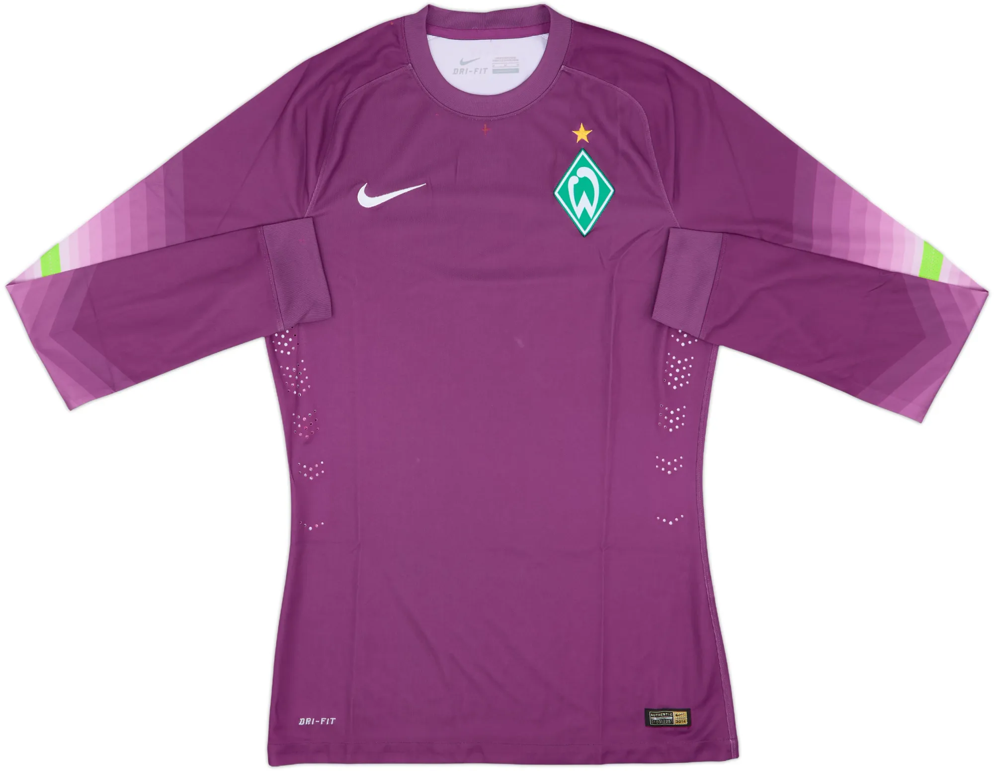Nike Werder Bremen Mens LS Goalkeeper Player Issue Home Shirt 2014/15