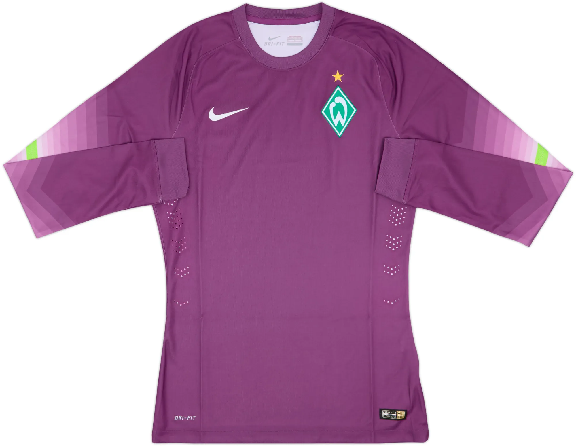 Nike Werder Bremen Mens LS Goalkeeper Player Issue Home Shirt 2014/15