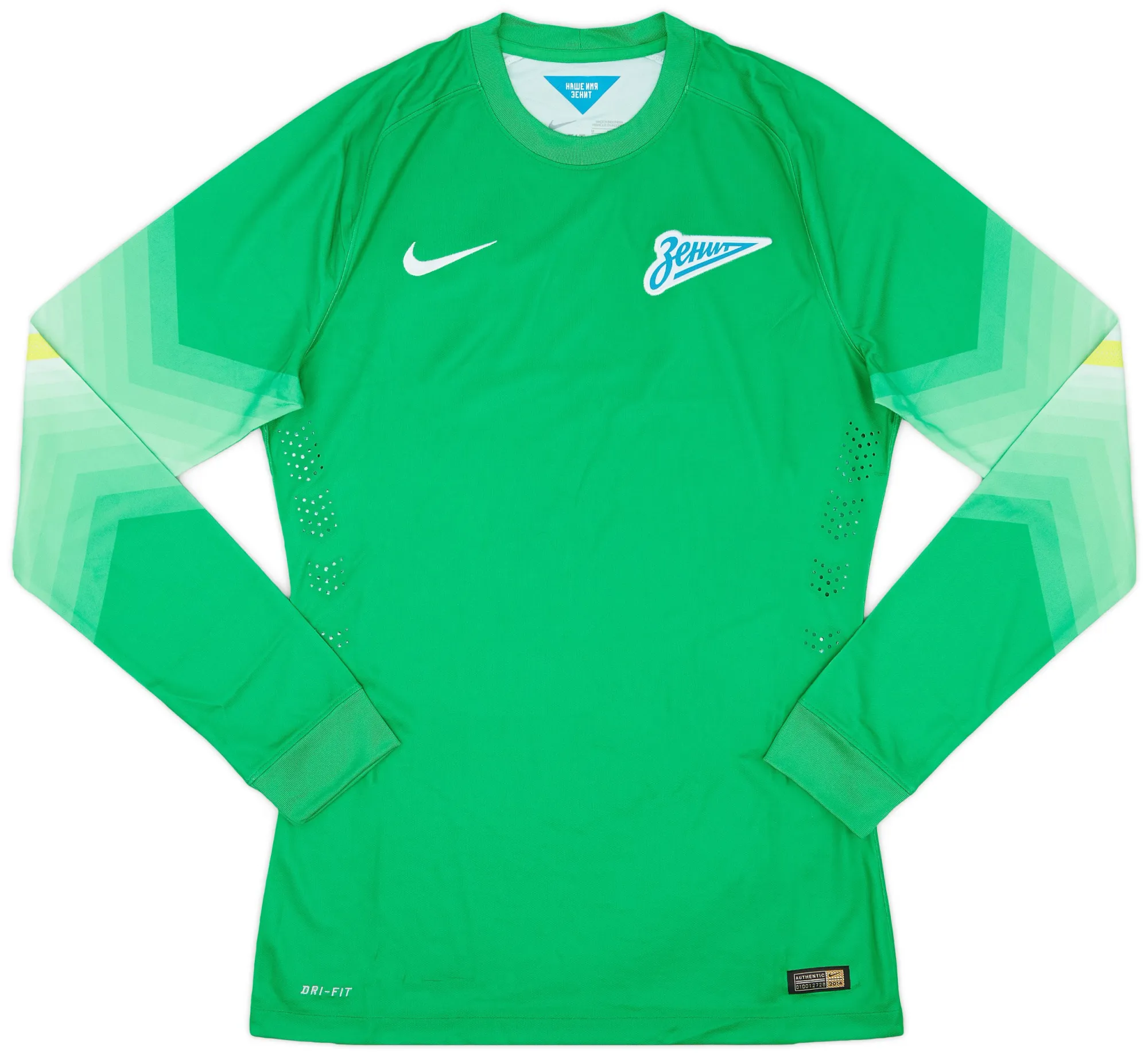 Nike Zenit Saint Petersburg Mens LS Goalkeeper Player Issue Home Shirt 2014/16