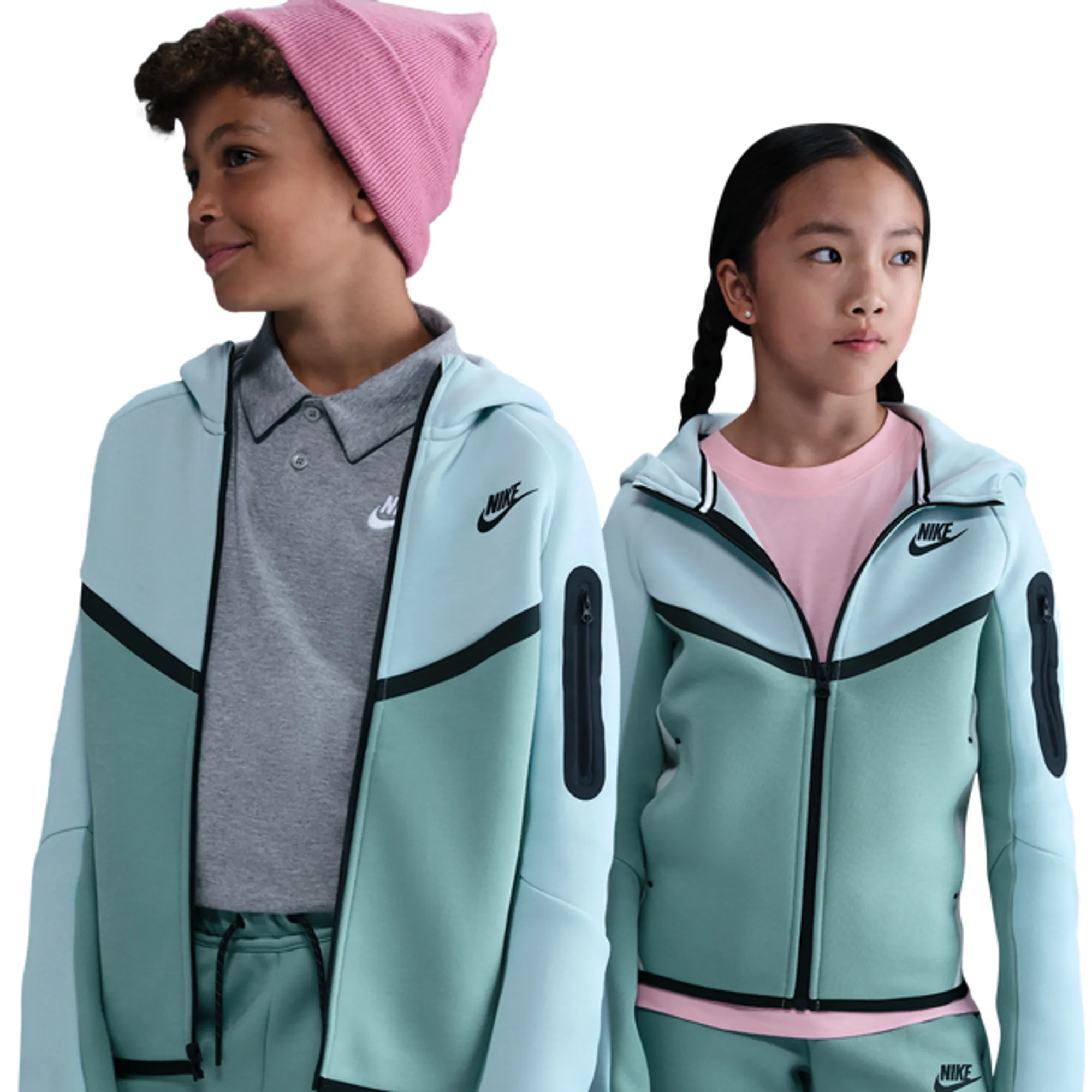 Nike Tech Colorblock Kid's Hoodies - Silver