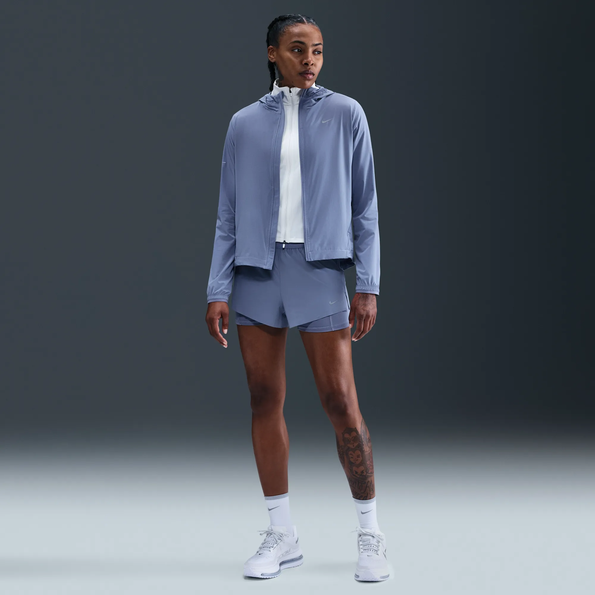 Nike Swift Women's Dri-FIT Mid-Rise 2-in-1 Running Shorts - Blue - Polyester/Elastane