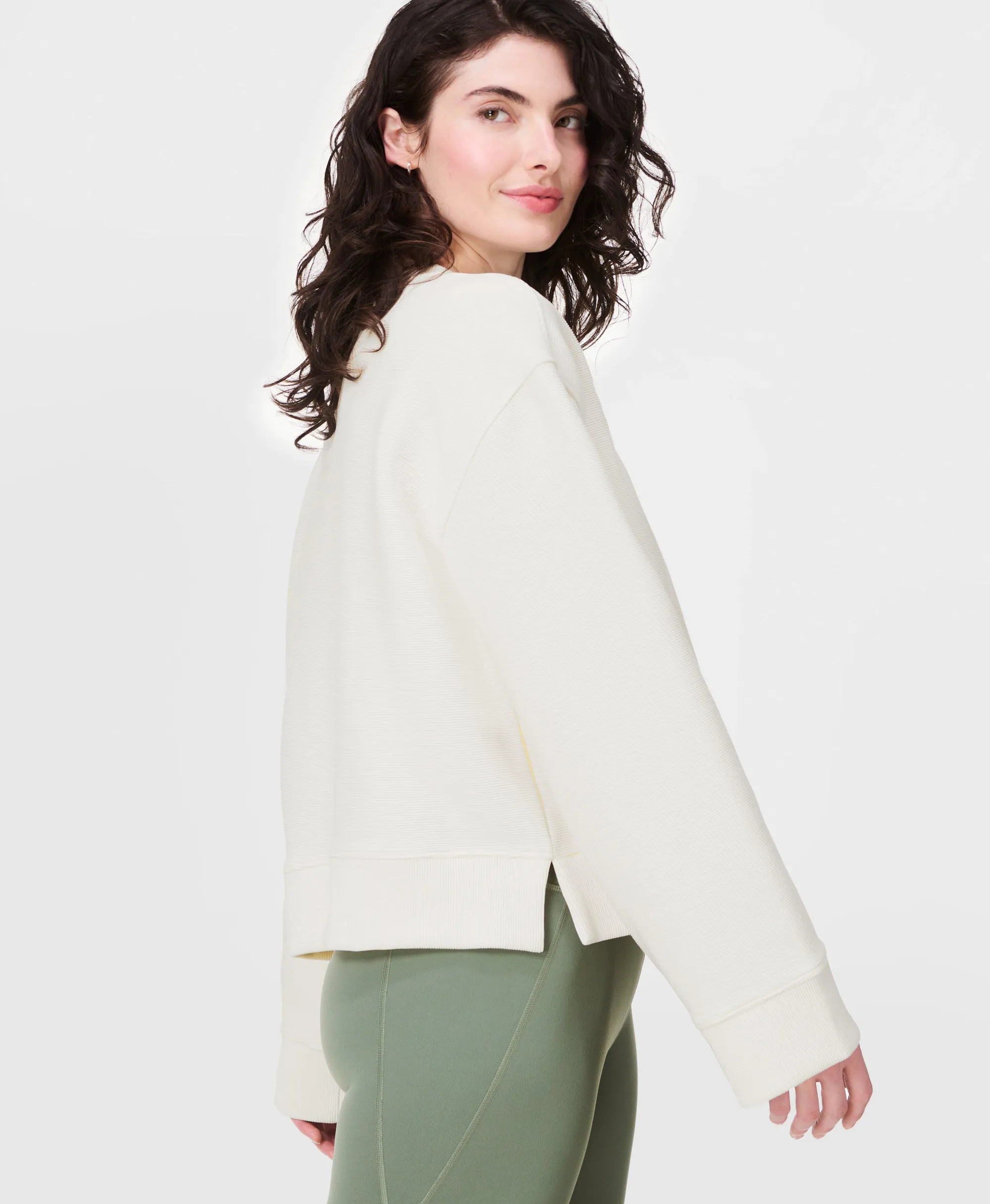 Peaceful Ribbed Cropped Sweatshirt