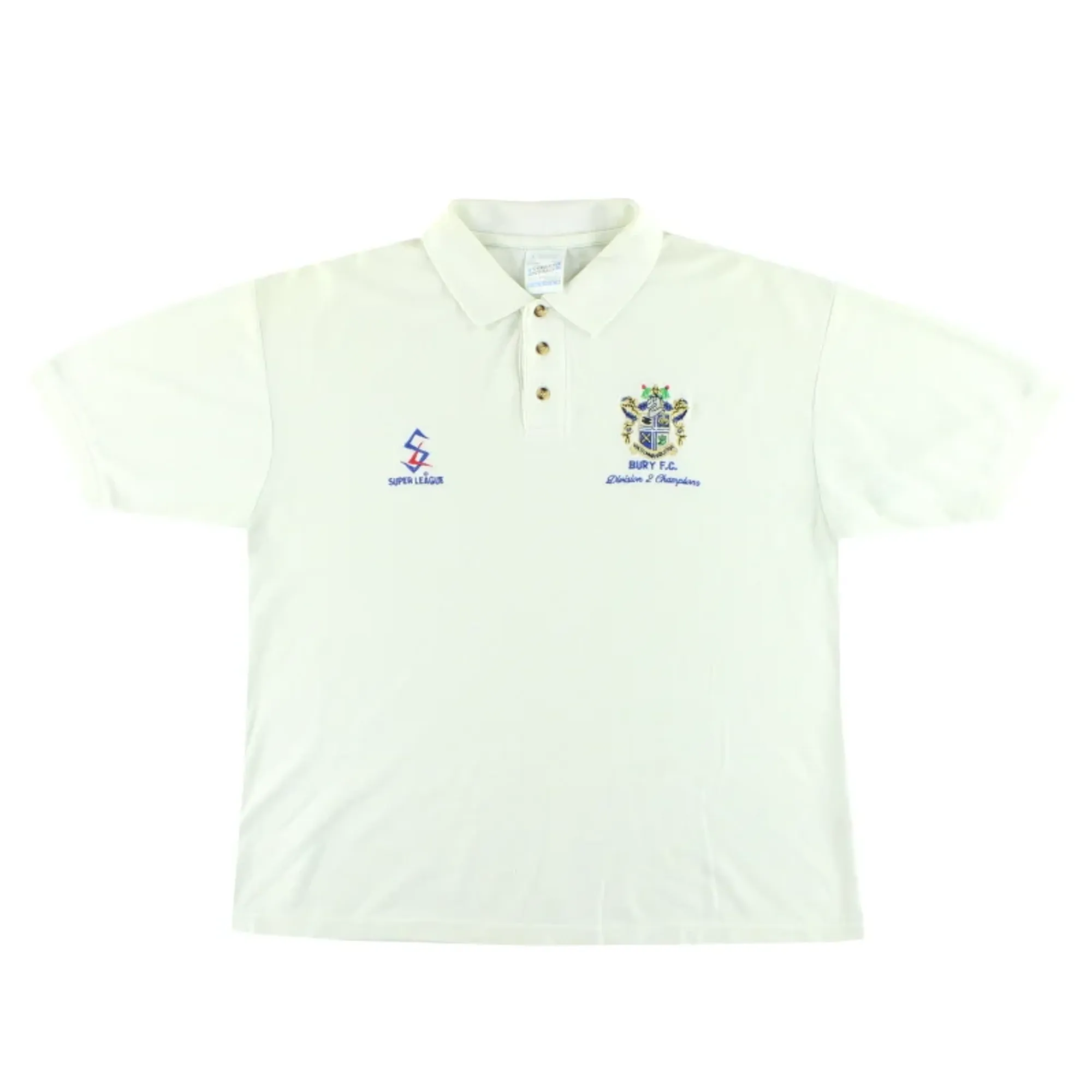 1997 Bury Super League 'Champions' Polo Shirt L - Bury / Excellent 
