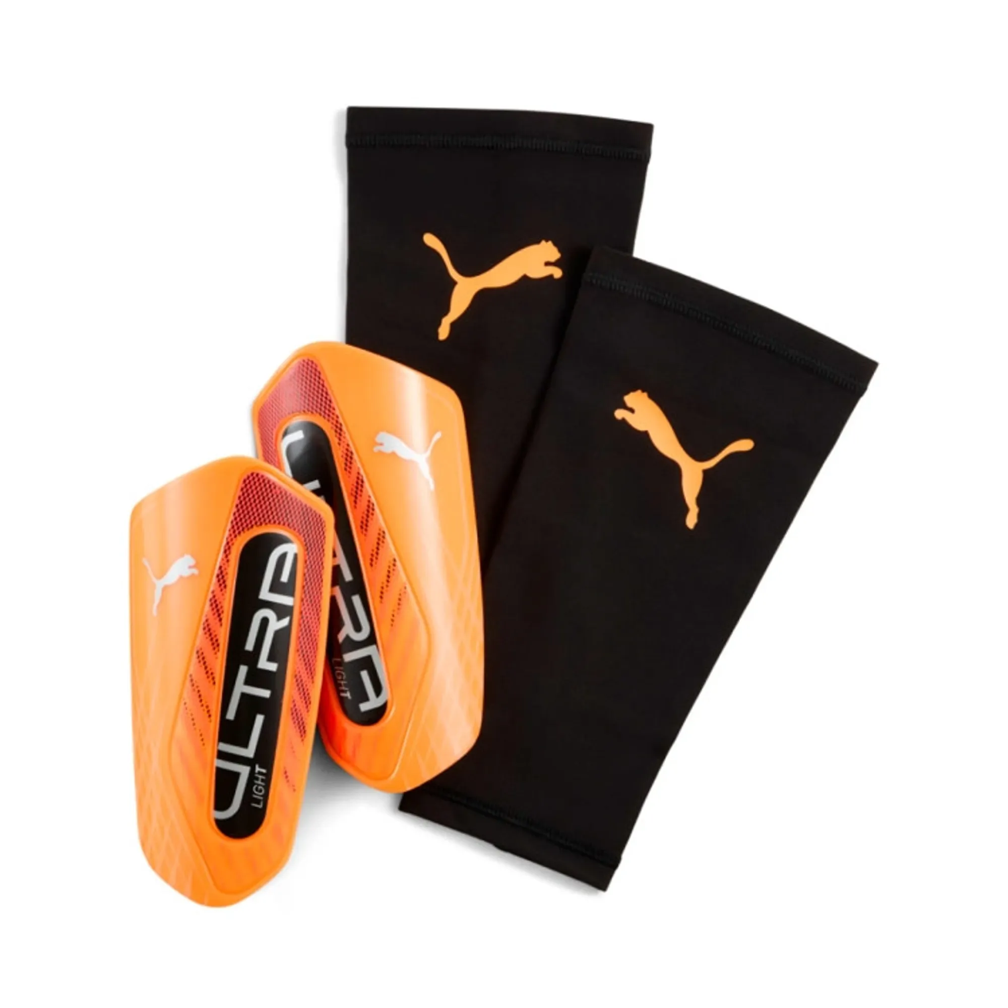 PUMA Ultra Light Football Sleeve Shinguards, Heat Fire/Glowing Red/Black