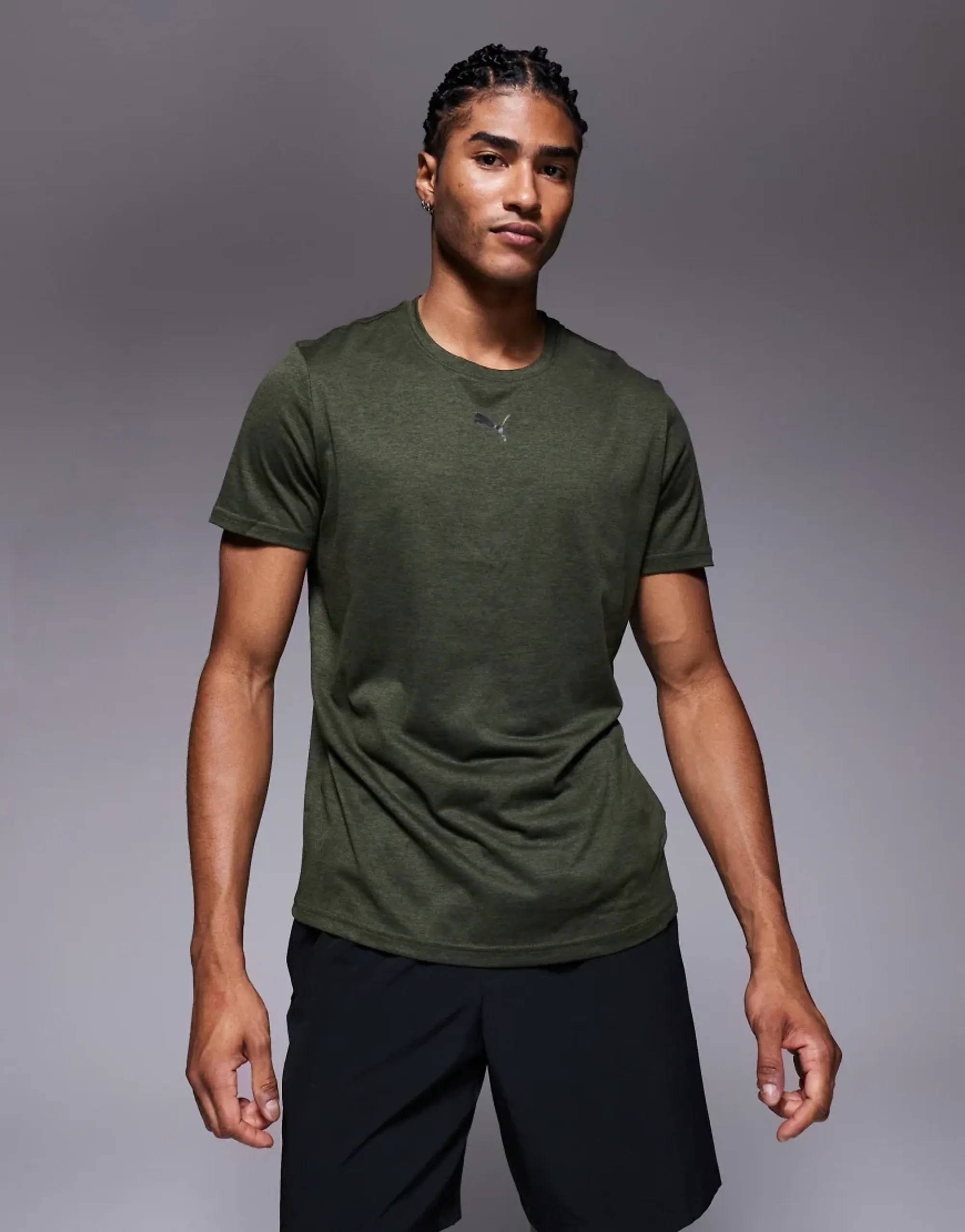 Puma Tad Essential Heather Cat Training T-Shirt In Green