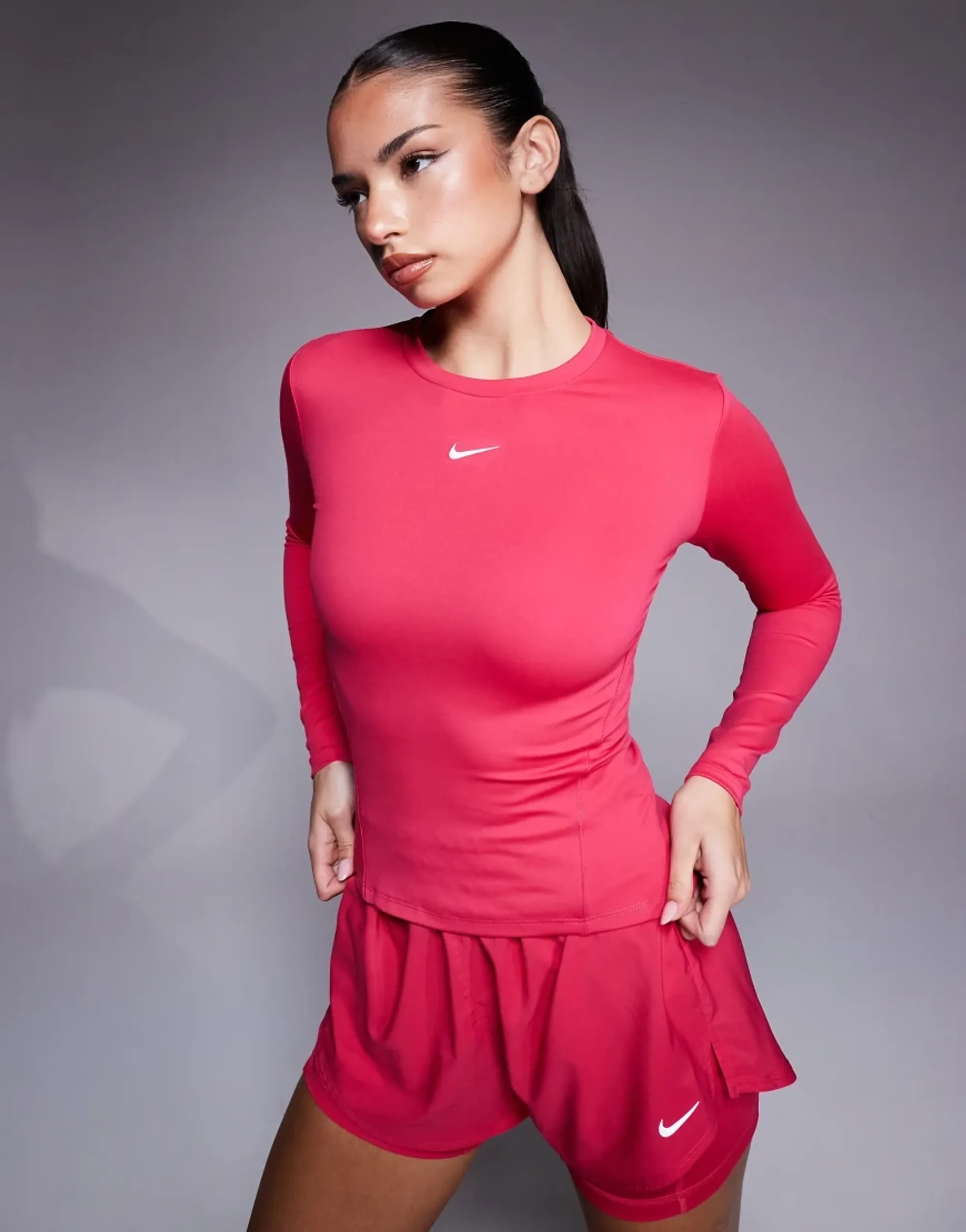Nike One Training Dri-Fit Fitted Longsleeve Top In Pink
