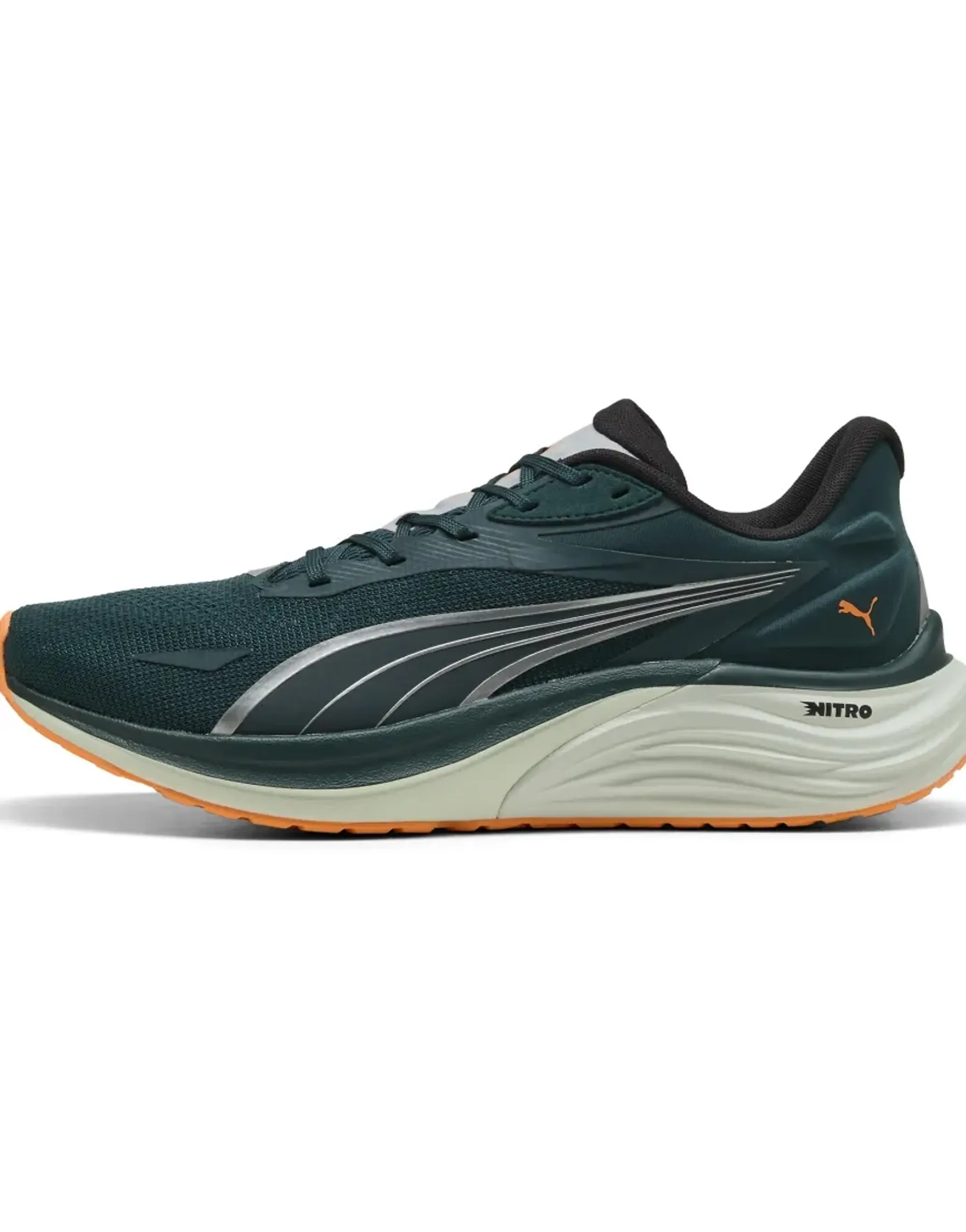 PUMA Electrify Nitroâ¢ 4 Running Shoes Men, Green Terrain/Heat Fire