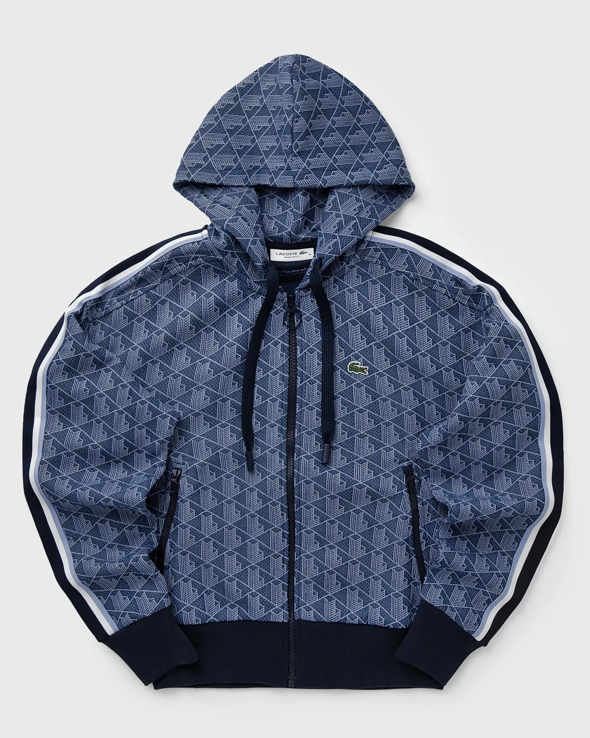 Lacoste Jacquard Monogram Hoodie - Navy Blue / Purple