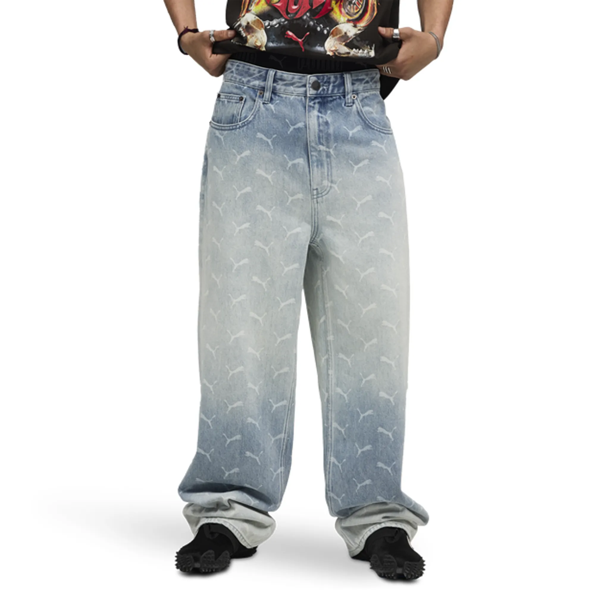 A$Ap Rocky x PUMA Laser Monogram Denim Pants Men, Faded Denim/AOP