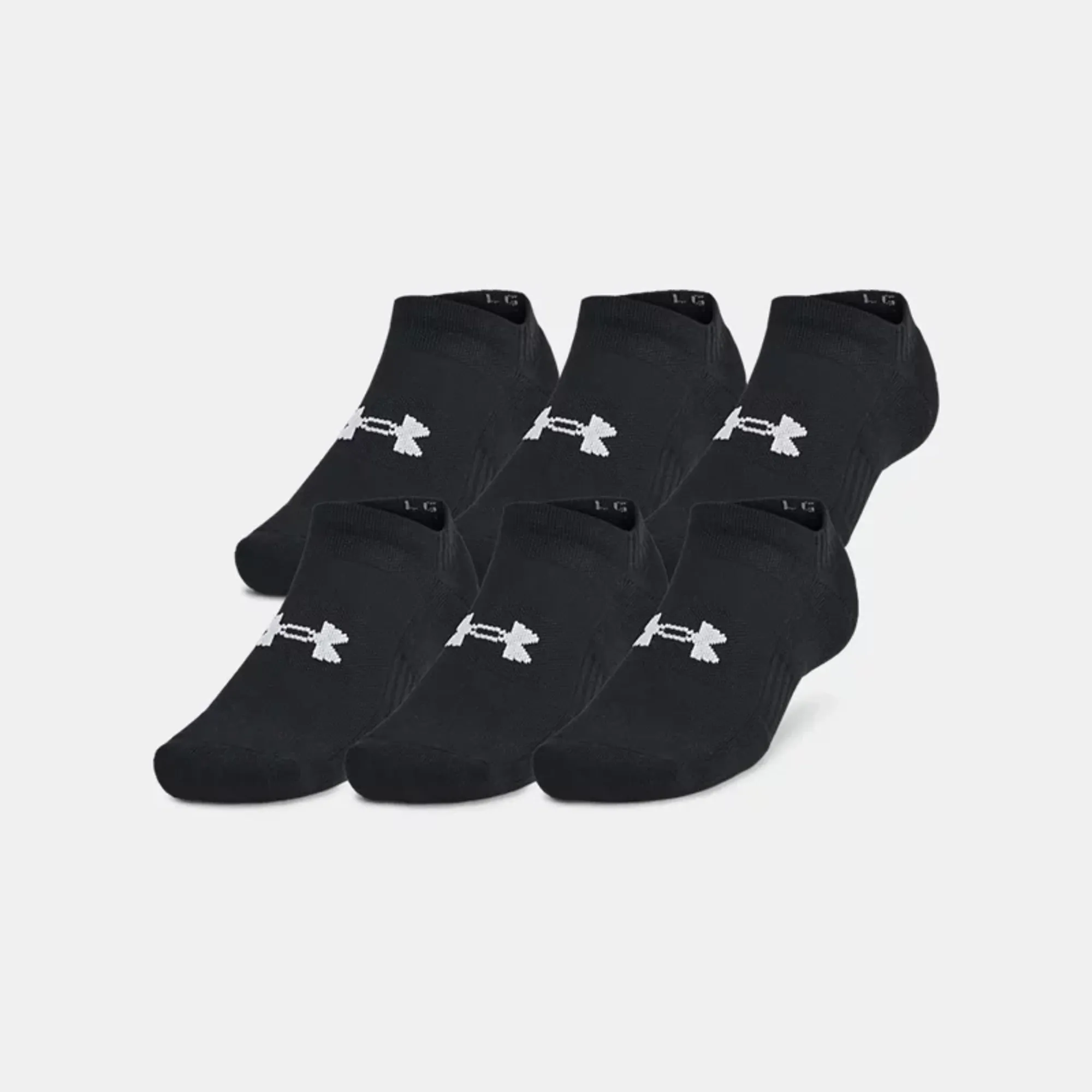 Under Armour  Training Cotton Unisex 3-Pack No Show Socks Black / Black / White XL