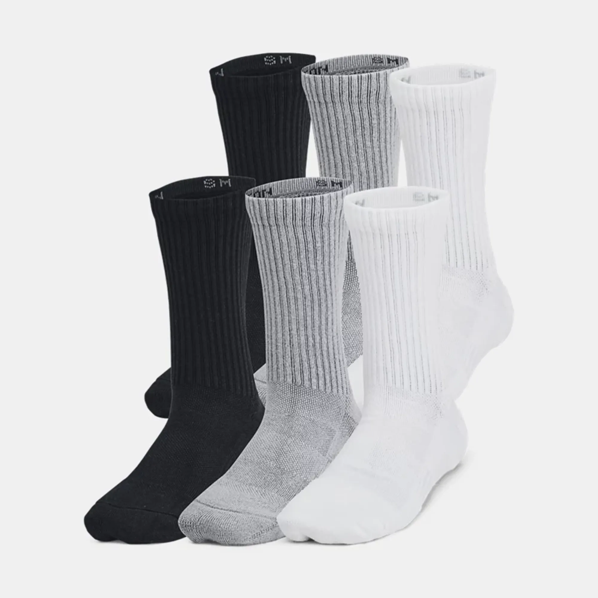 Under Armour  Training Cotton Kids' 6-Pack Crew Socks Steel / White / Black XS