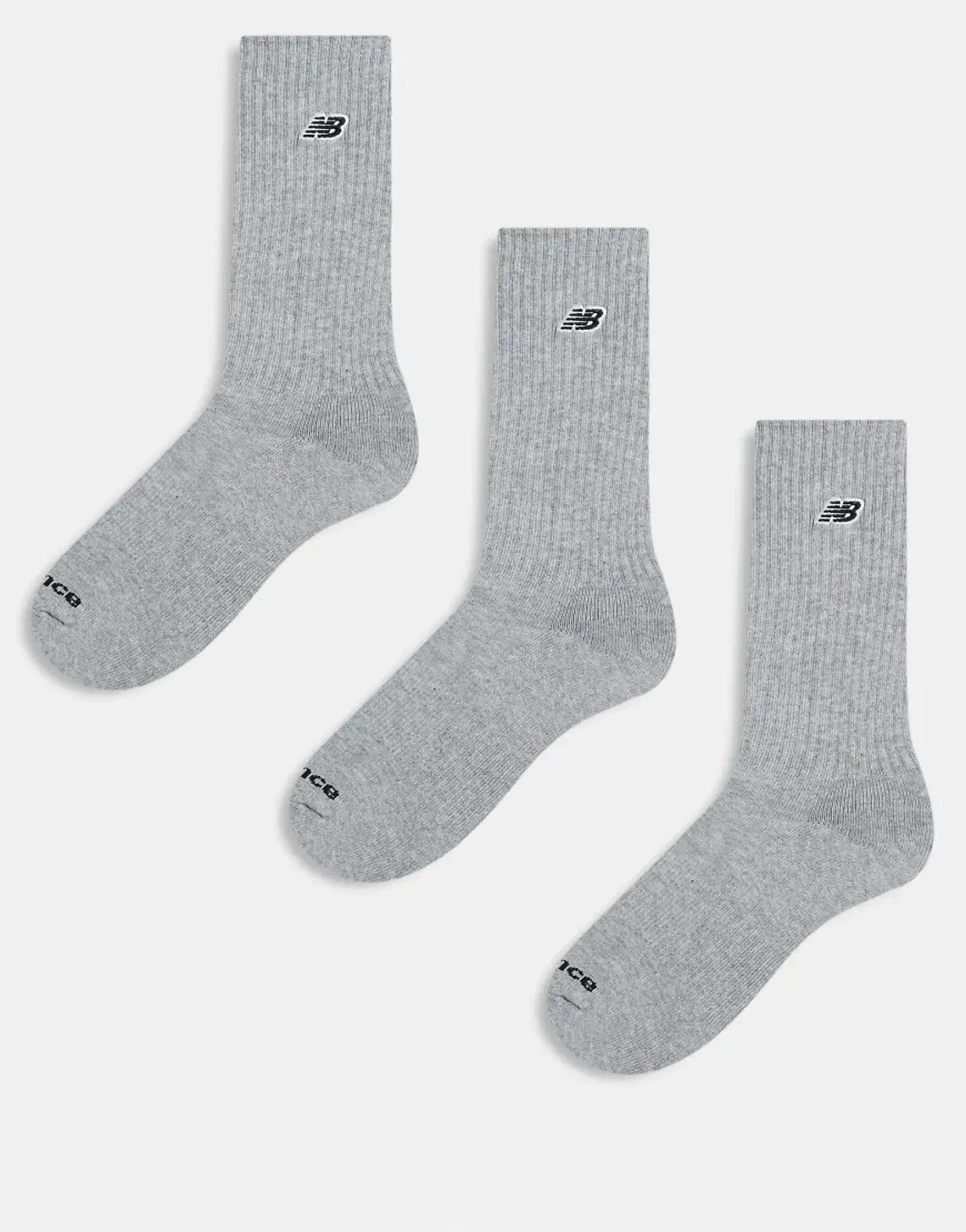 New Balance 3 Pack Embroidered Logo Crew Socks In Grey