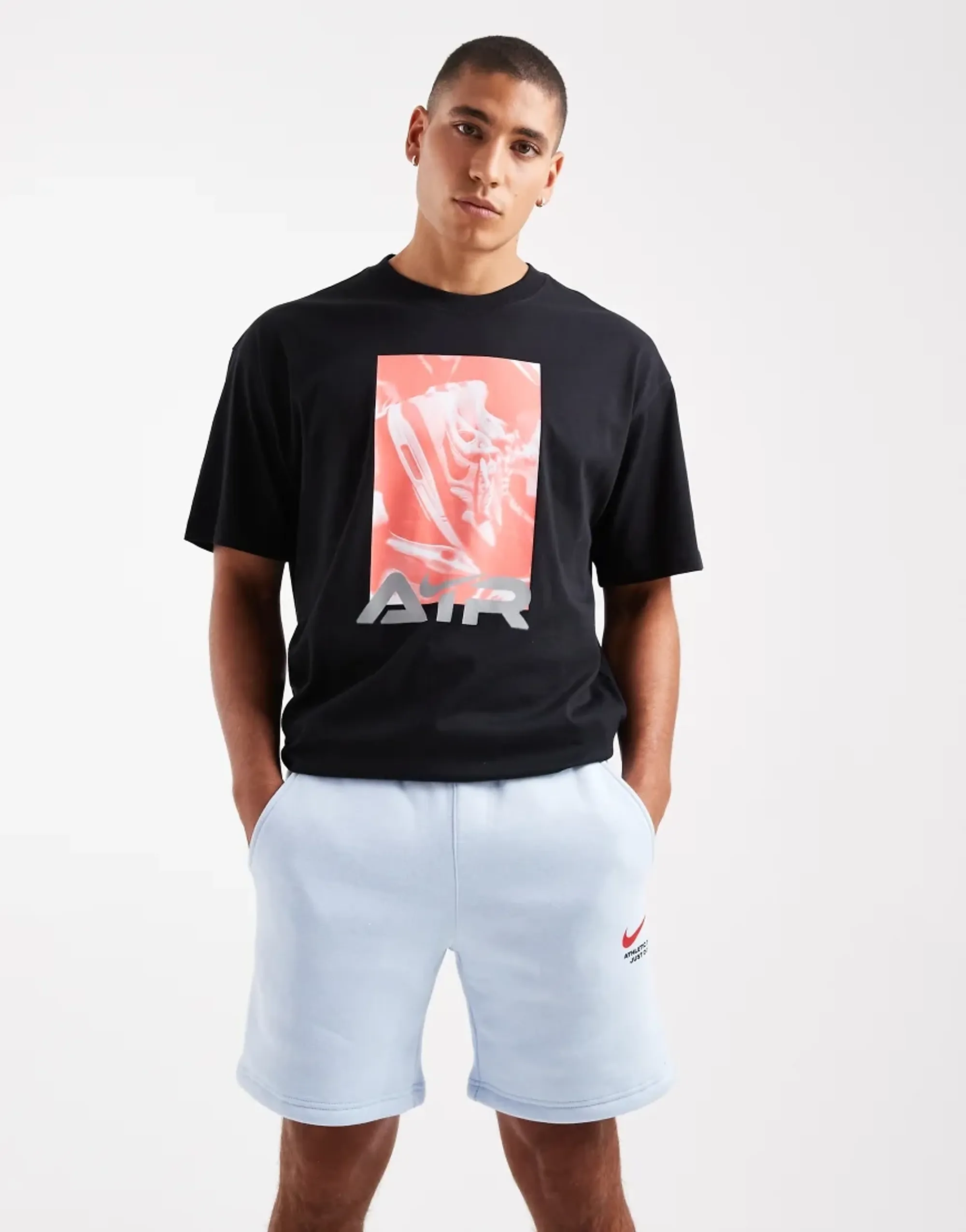 Nike Line Art Fleece Shorts In Light Blue