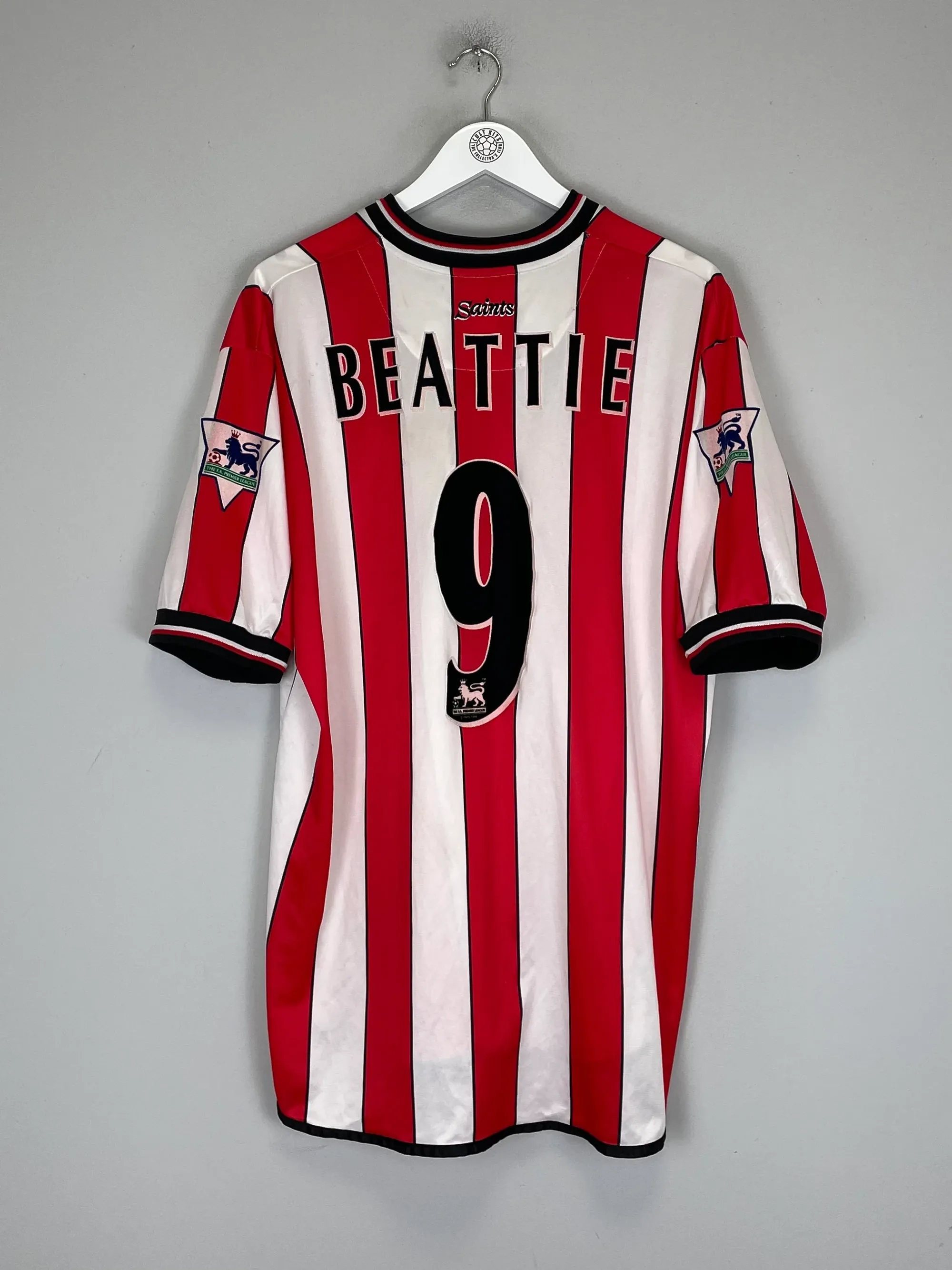 2001/02 SOUTHAMPTON BEATTIE #9 *MATCH WORN vs MANCHESTER UNITED* HOME SHIRT (XL) SFC