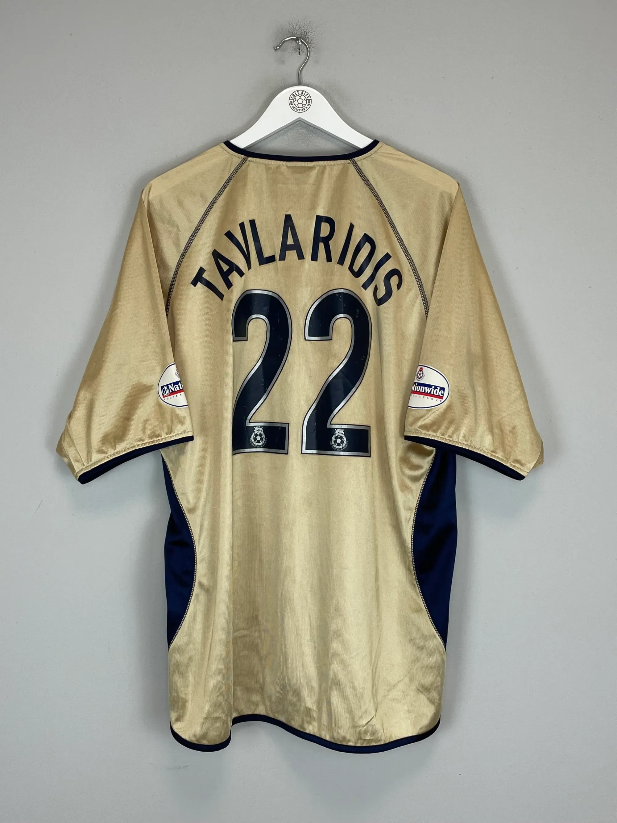 2002/03 PORTSMOUTH TAVLARDIS #22 *MATCH ISSUE vs MANCHESTER UNITED* AWAY SHIRT (XL) OM