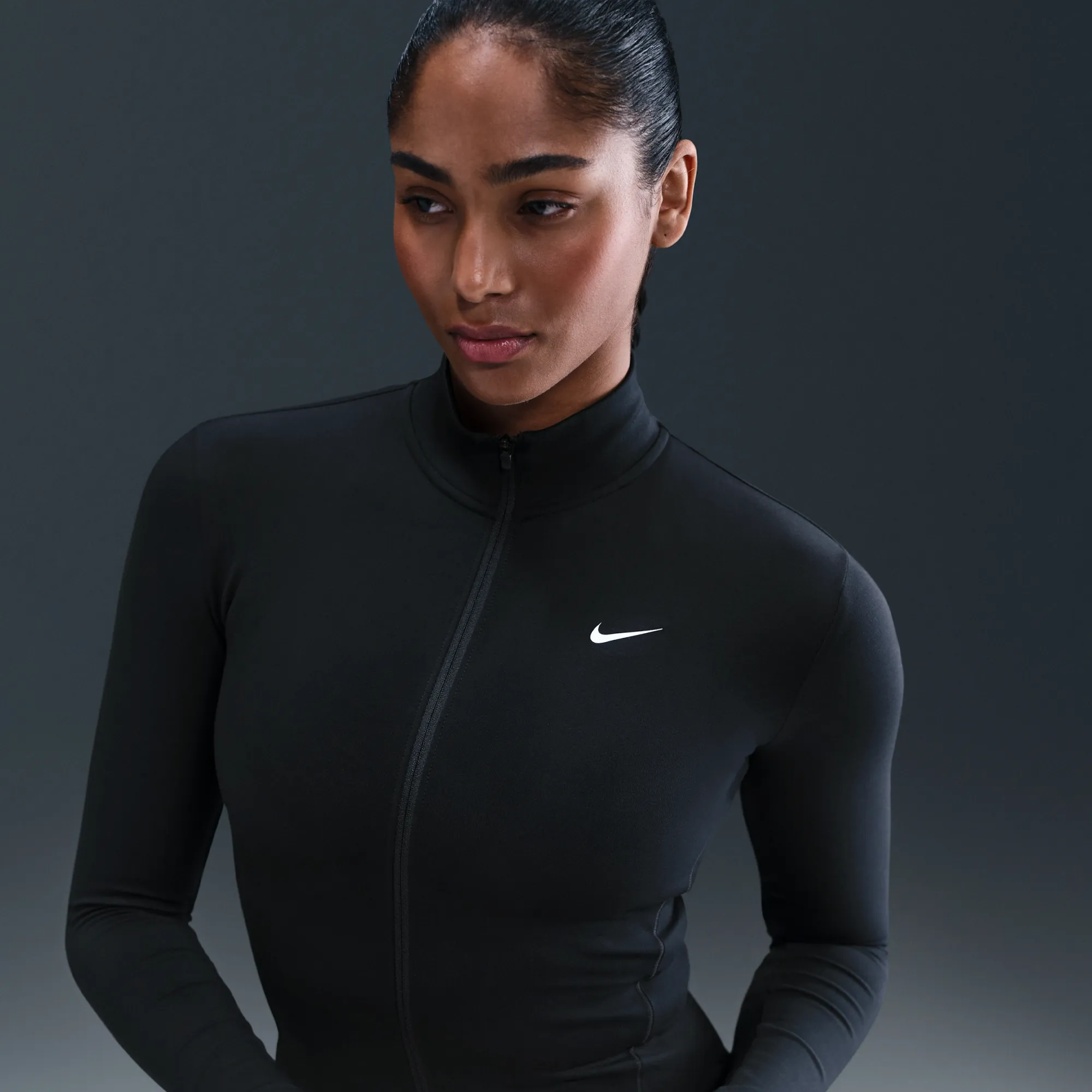 Nike One Fitted Women's Dri-FIT Full-Zip Jacket - Black - Polyester