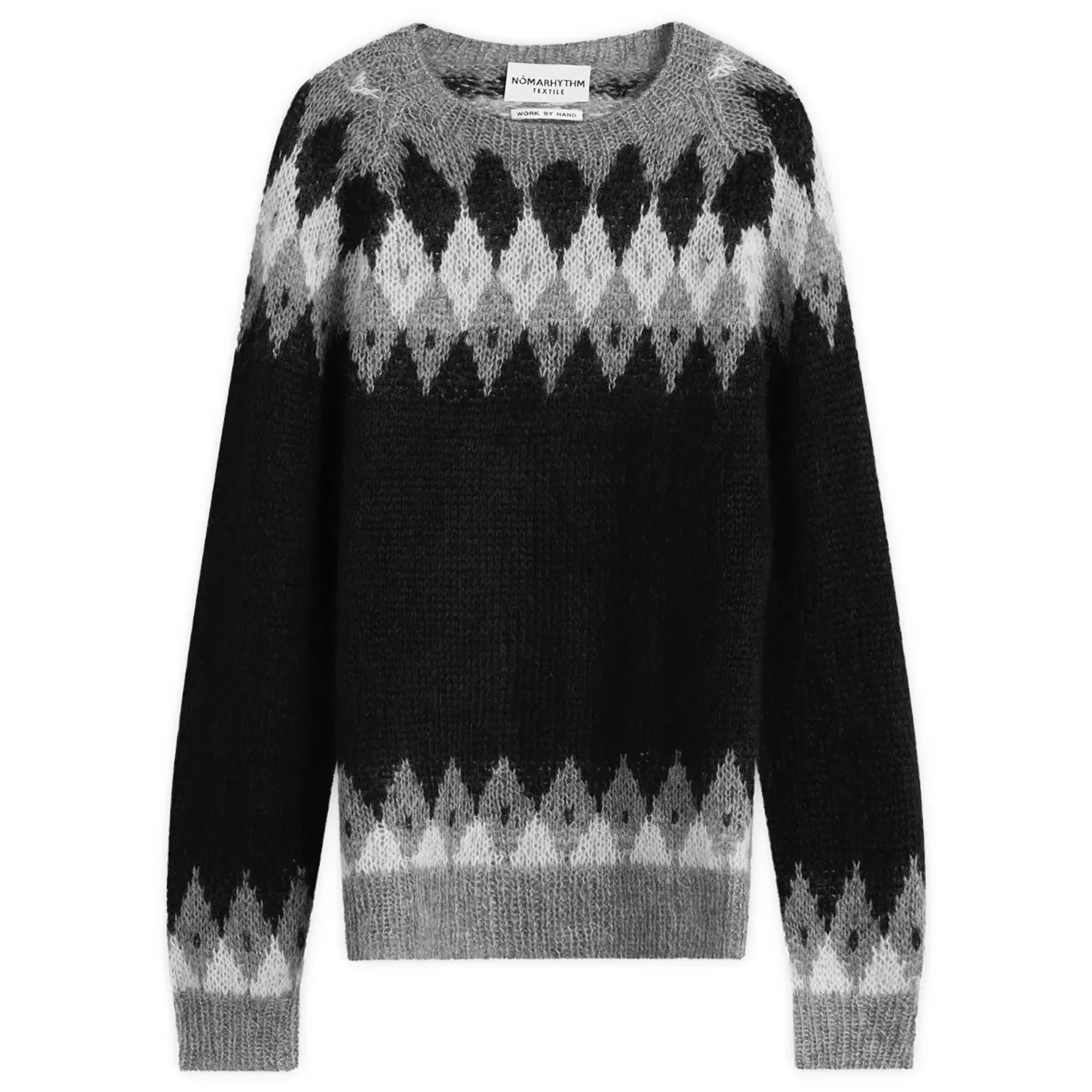 NOMARHYTHM TEXTILE Men's Hand Knit Snowflake Sweater Black