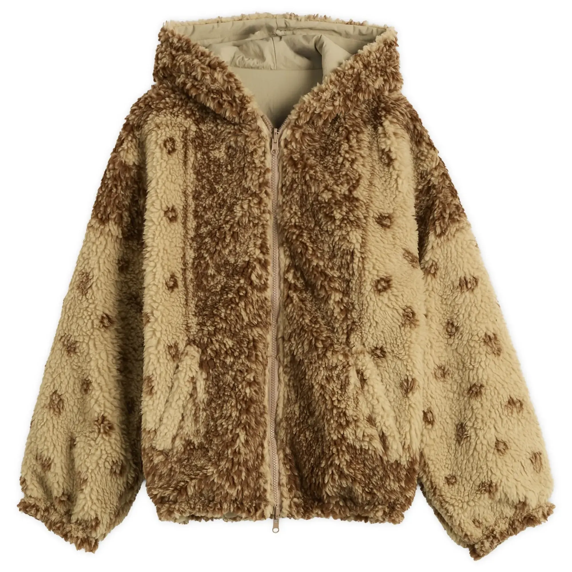 NOMARHYTHM TEXTILE Men's DYG Reversible Sherpa Fleece Hoodie Beige