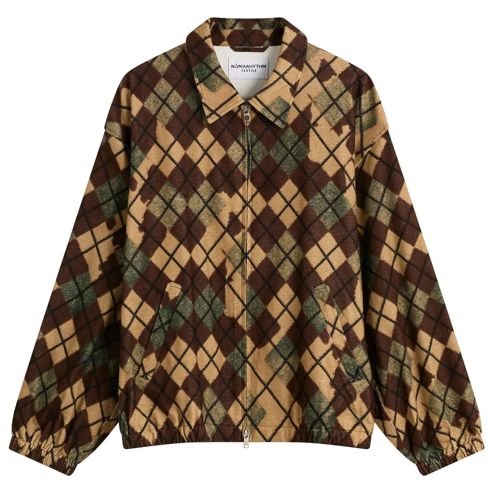 NOMARHYTHM TEXTILE Men's Argyle Zip Jacket Brown
