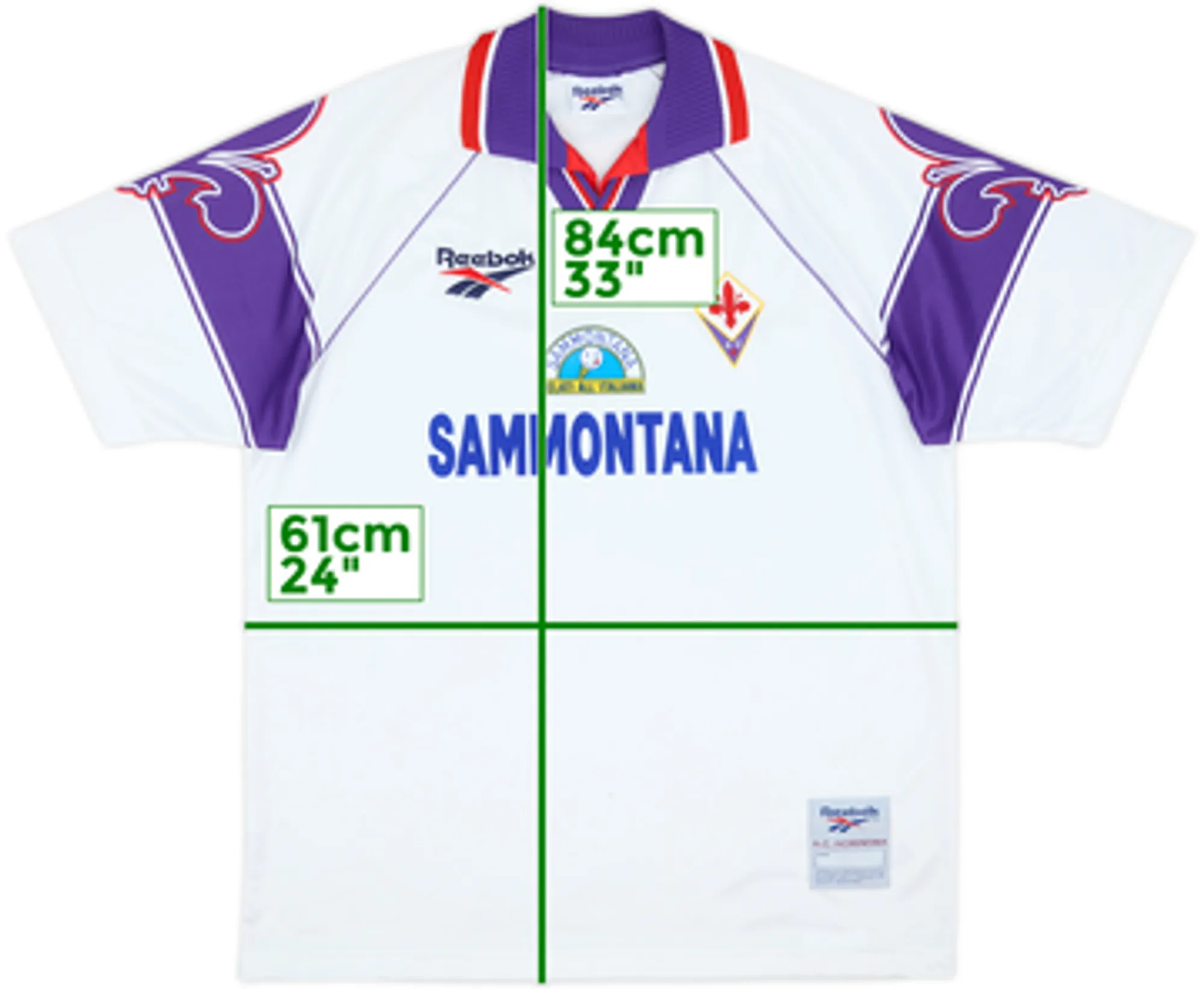 Reebok Fiorentina Mens SS Away Shirt 1995/96