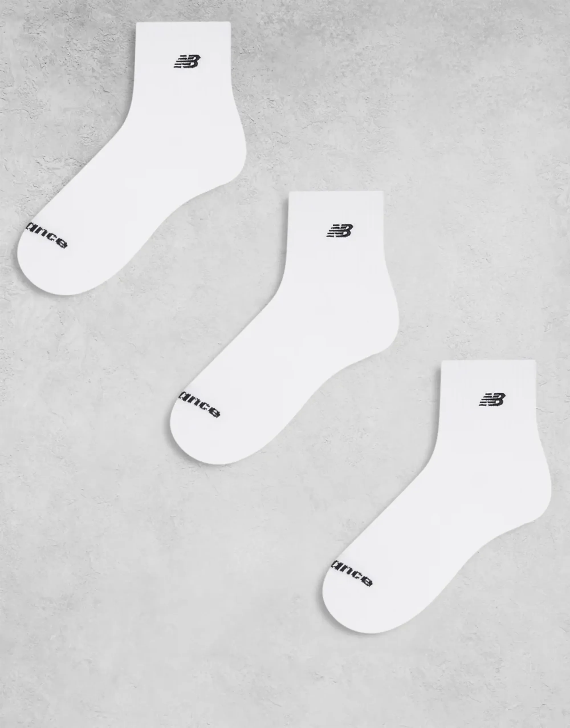 New Balance 3 Pack Embroidered Logo Ankle Socks In White