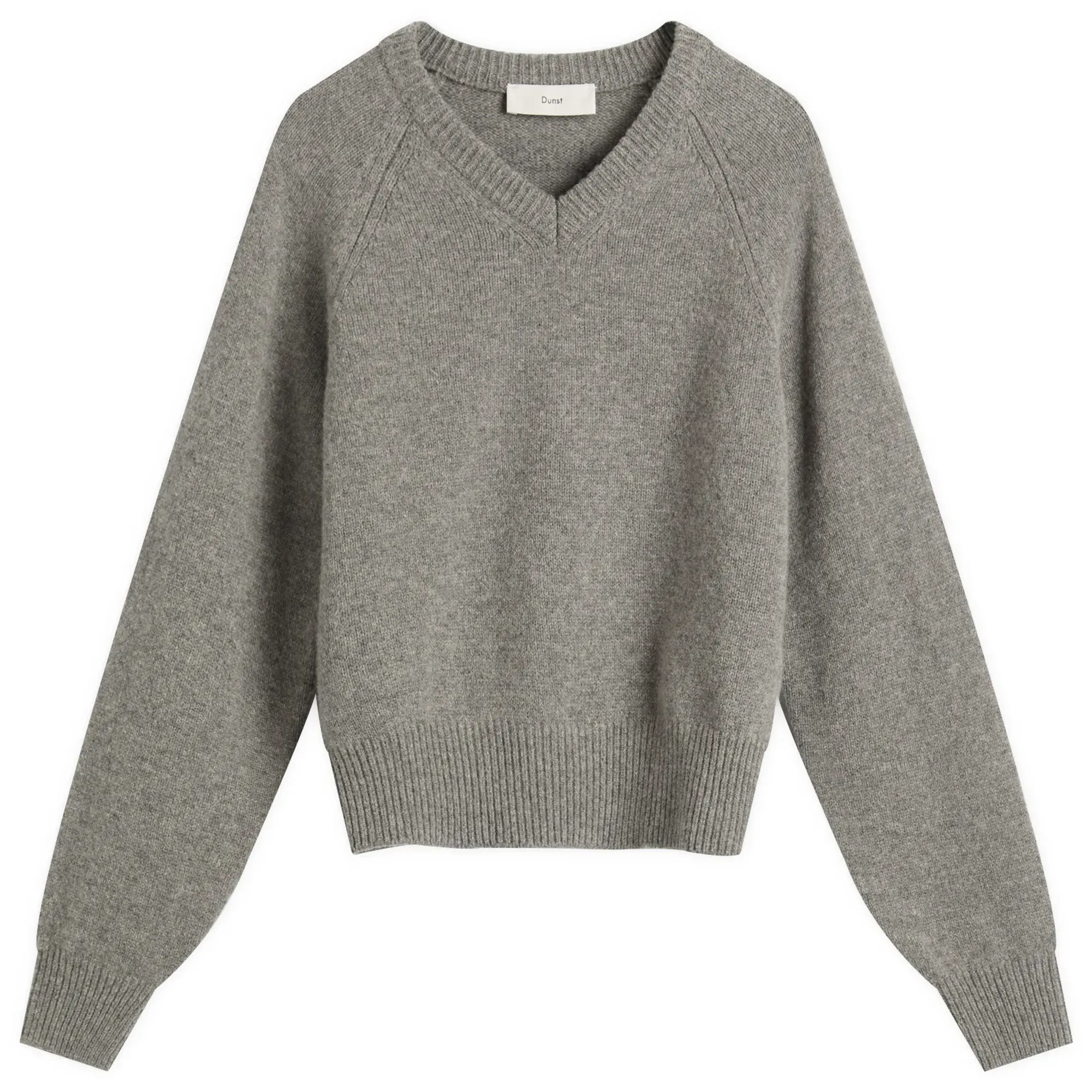DUNST Women's V-Neck Sweater Melange Grey