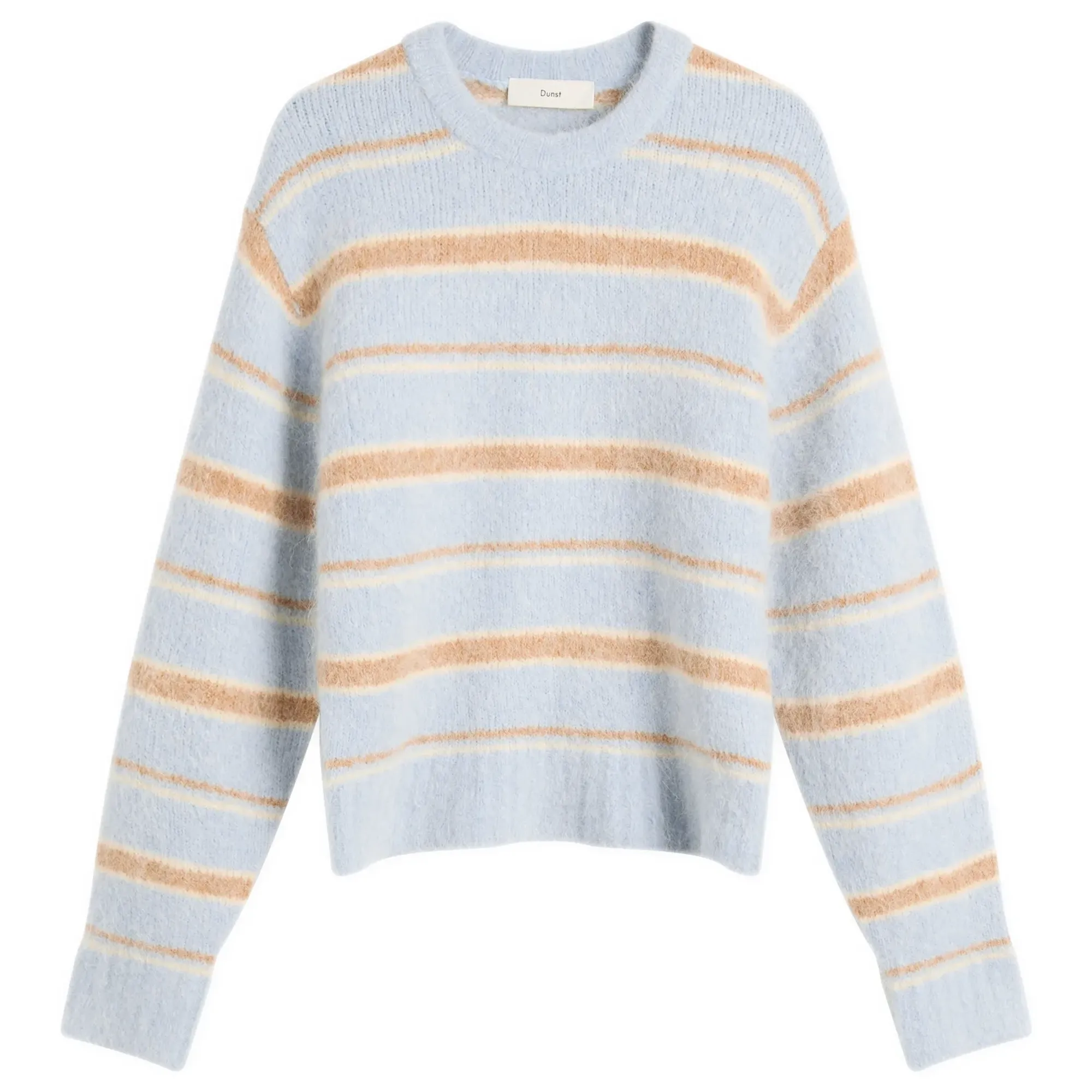 DUNST Women's Fuzzy Knit Jumper Soft Blue/Brown