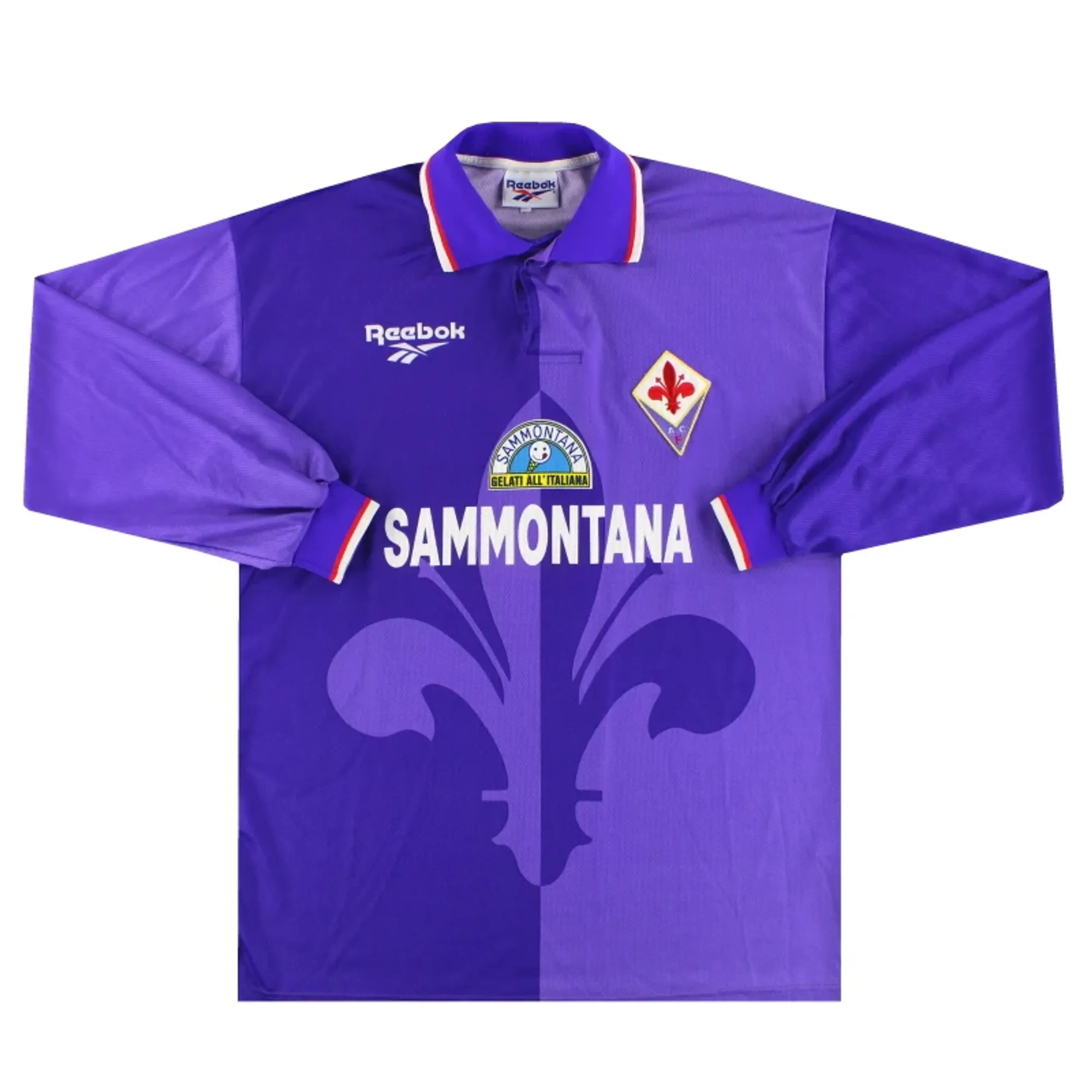 1995-96 Fiorentina Reebok Match Issue Home Shirt L/S #9 XL - Fiorentina / Excellent 