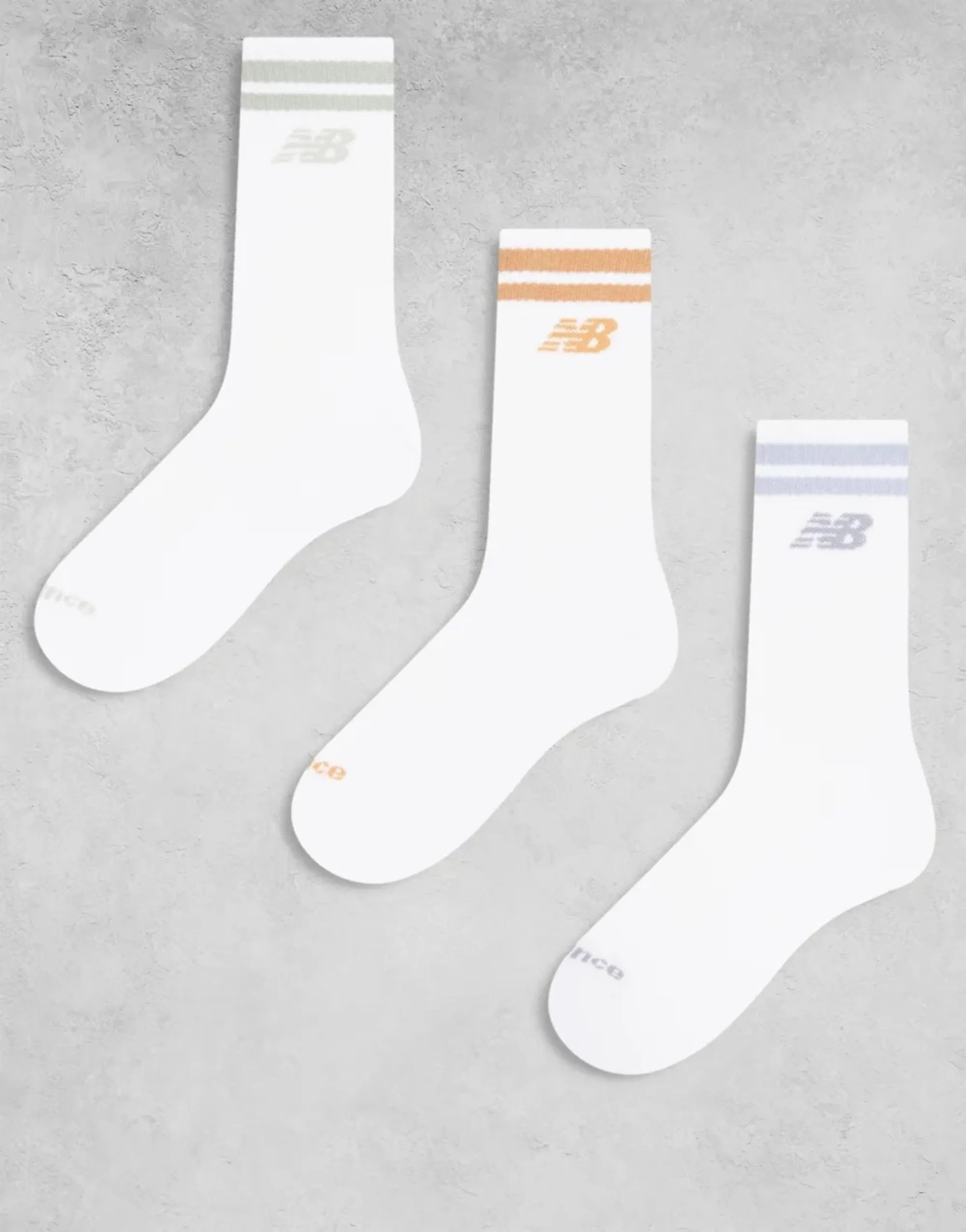 New Balance Adult High Sports Socks 3-Pack - Green/Grey/Orange