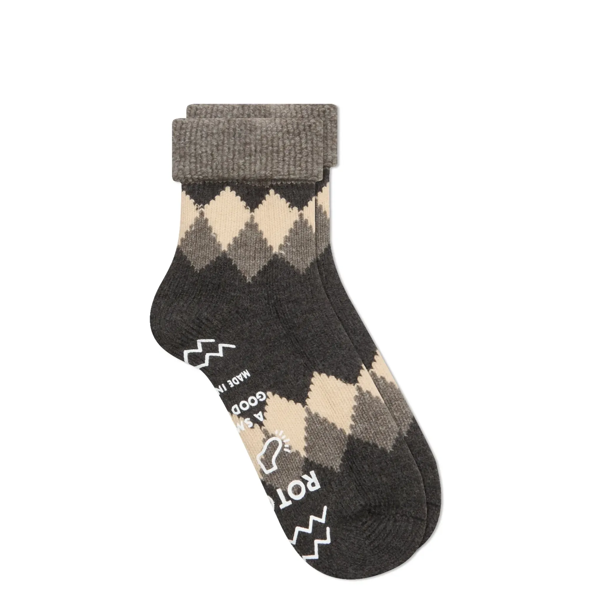 RoToTo Diamond Comfy Room Sock Dark Grey/Charcoal