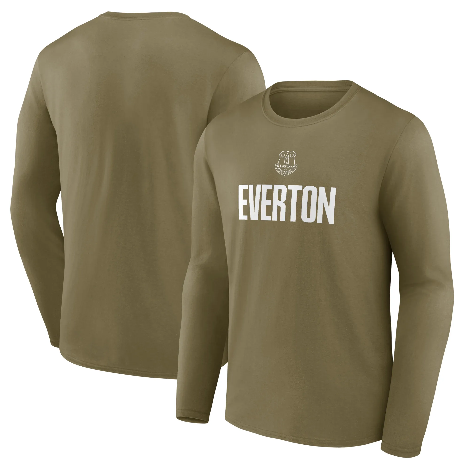 Everton Wordmark Logo Graphic Long Sleeve T-Shirt - Khaki - Mens