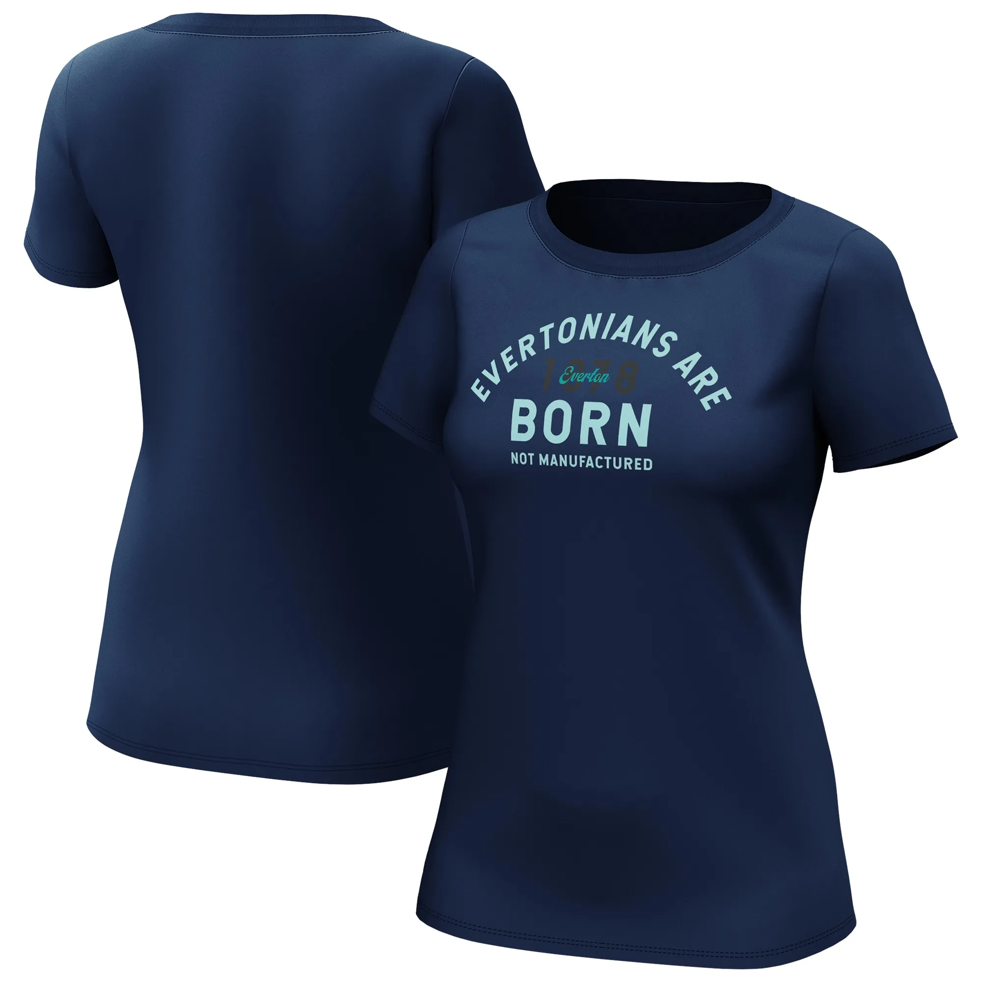 Everton Born Not Manufactured Graphic T -Shirt - Navy - Womens