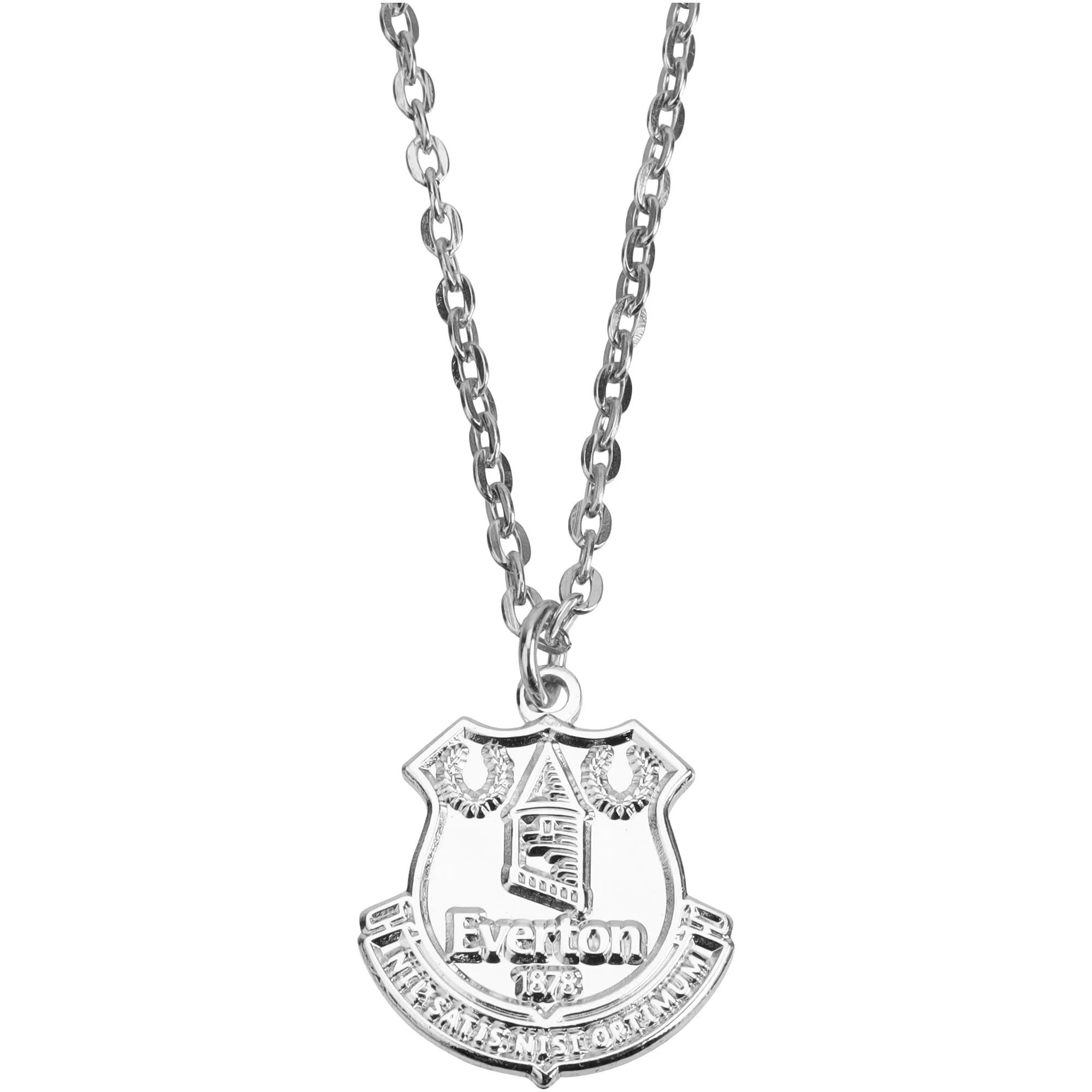 Everton Crest Pendant and 55cm Chain - Silver Plated