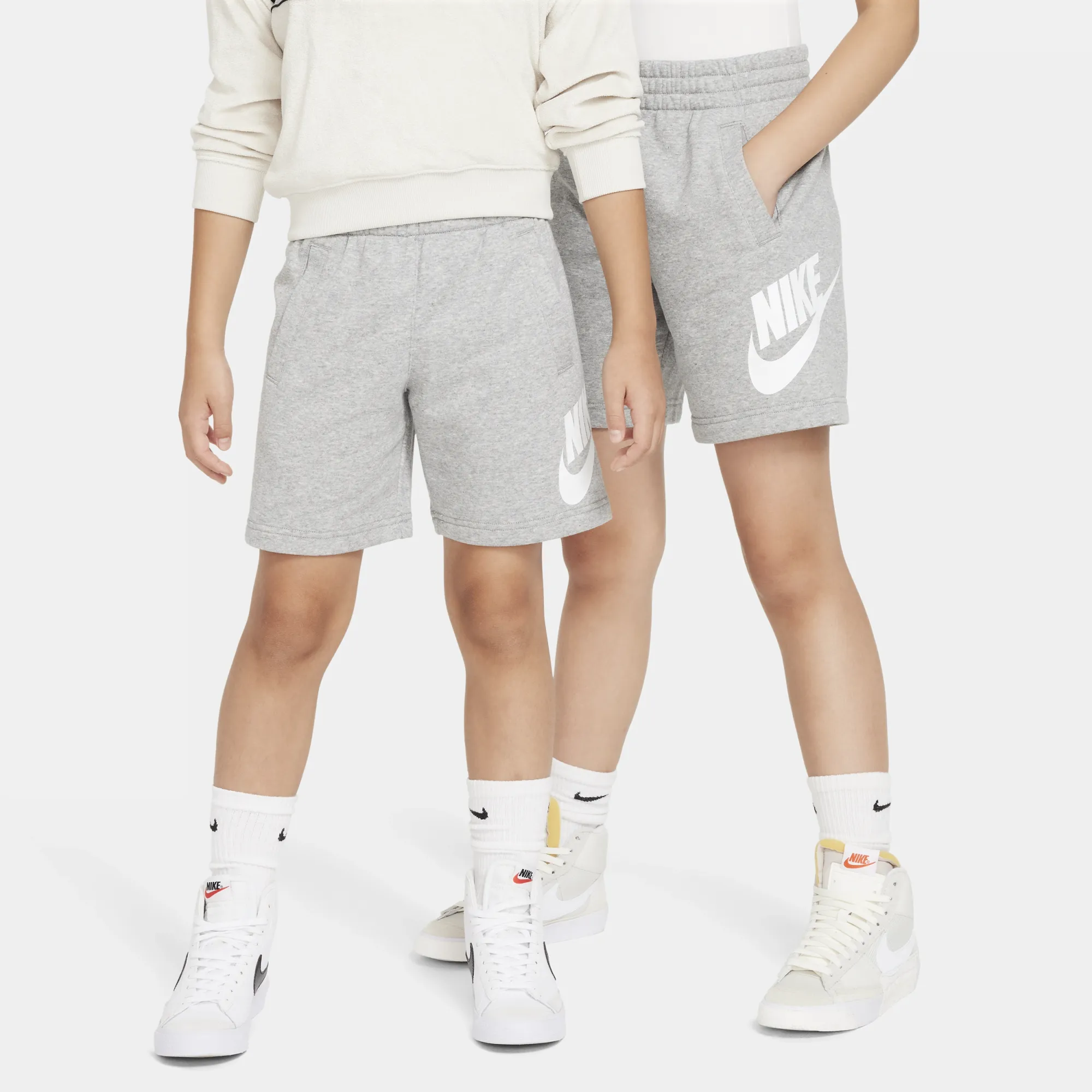 Nike Club Fleece Older Kids' French Terry Shorts - Grey - Cotton/Polyester