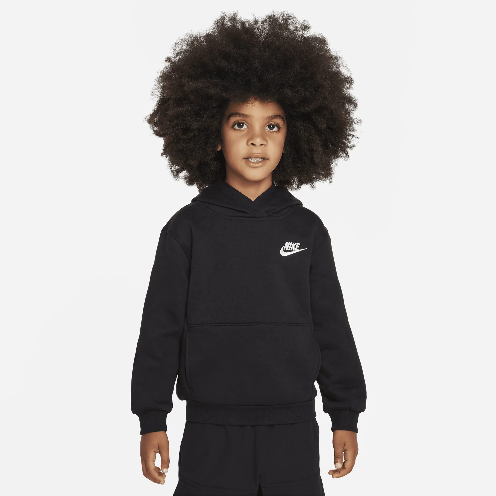 Nike Club Fleece Pullover Younger Kids' Hoodie - Black - Cotton