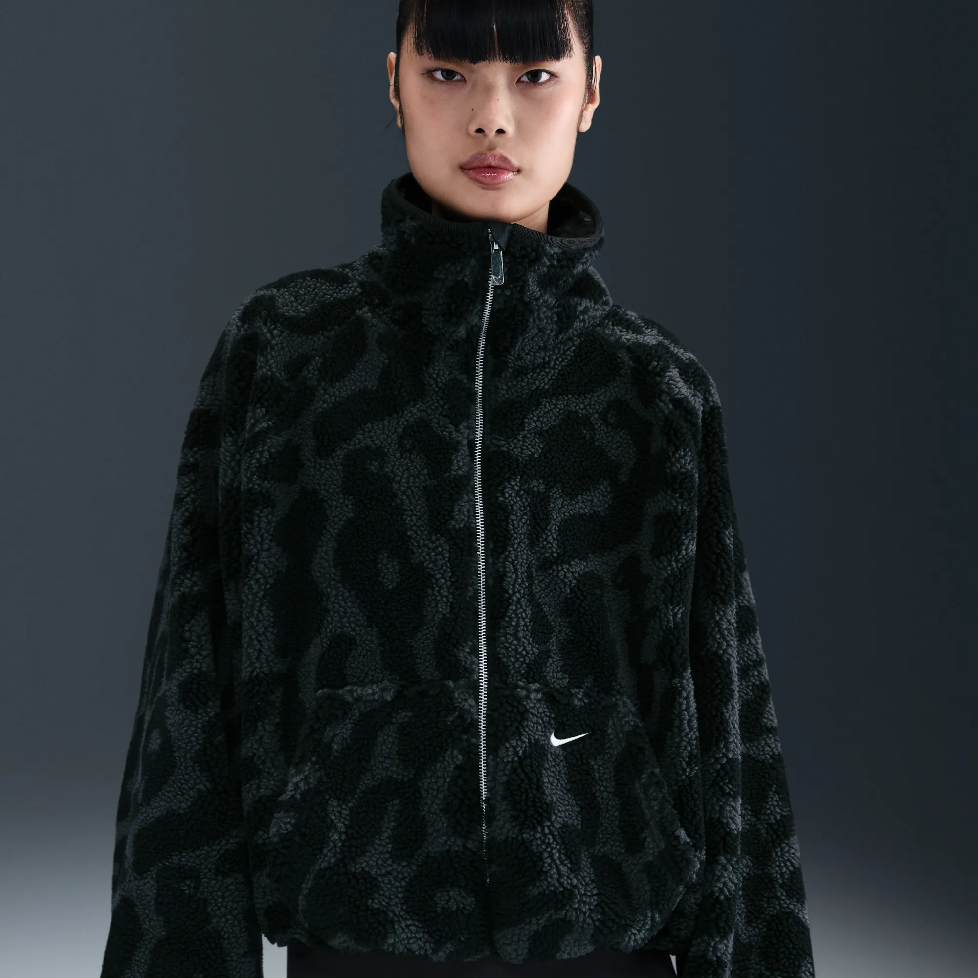 Nike Women's High-Pile Fleece Jacket - Black - Polyester