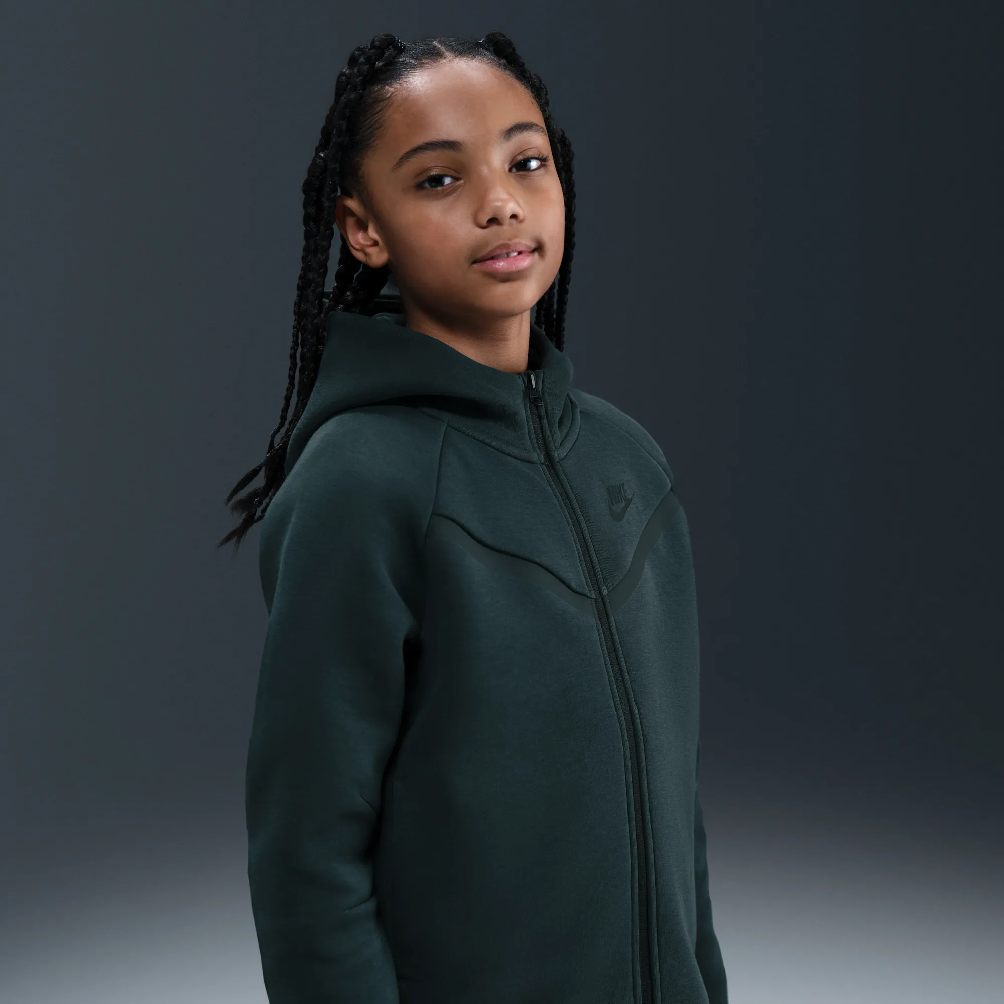 Nike Tech Fleece Girls' Full-Zip Hoodie - Green