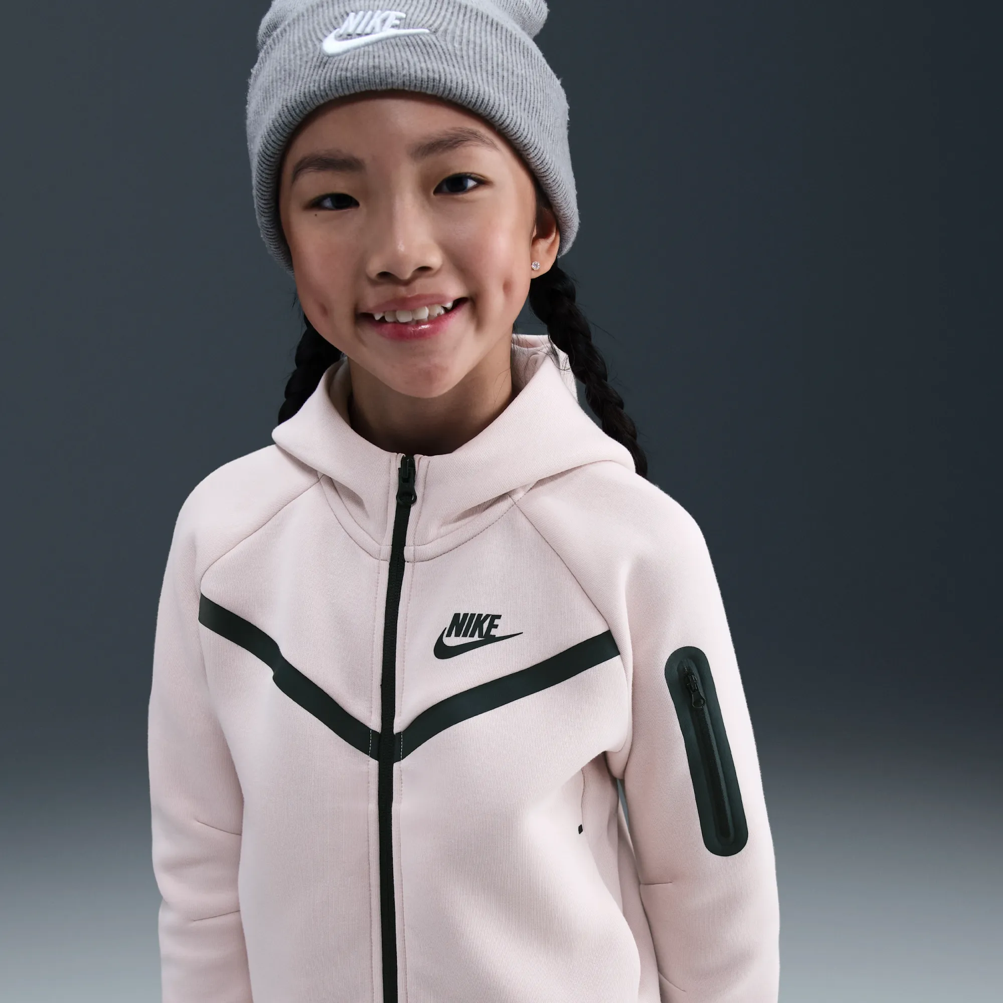 Nike Tech Fleece Girls' Full-Zip Hoodie - Pink