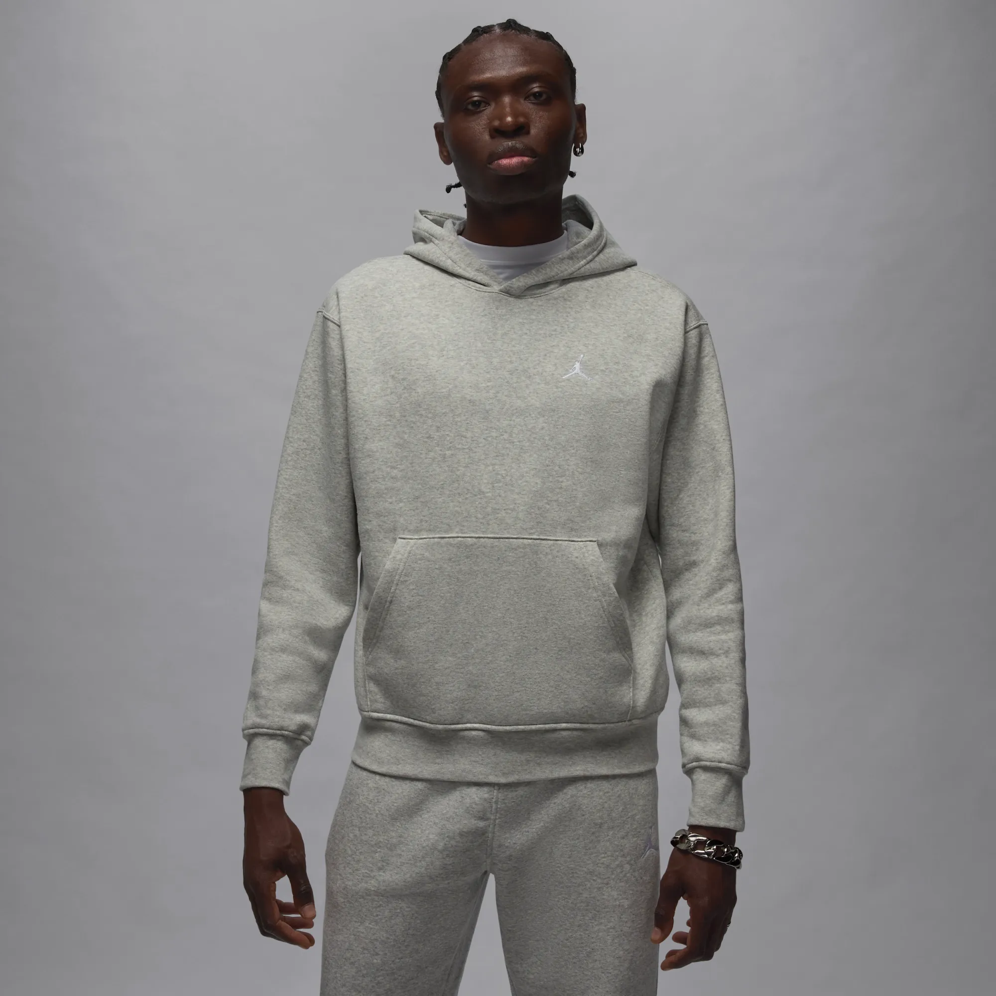 Nike Jordan Brooklyn Fleece Men's Pullover Hoodie - Grey - Cotton/Polyester
