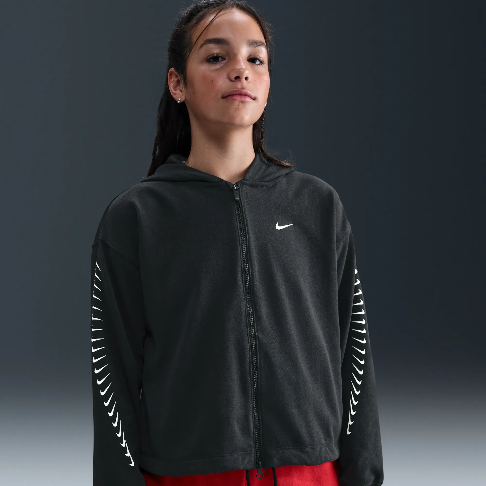 Nike Girls' Dri-FIT Fleece Hoodie - Black - Cotton/Polyester