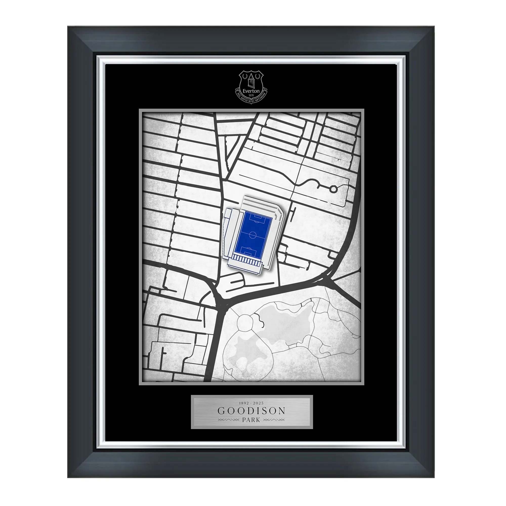 Everton Goodison Park Map - Framed - 16X12 inch