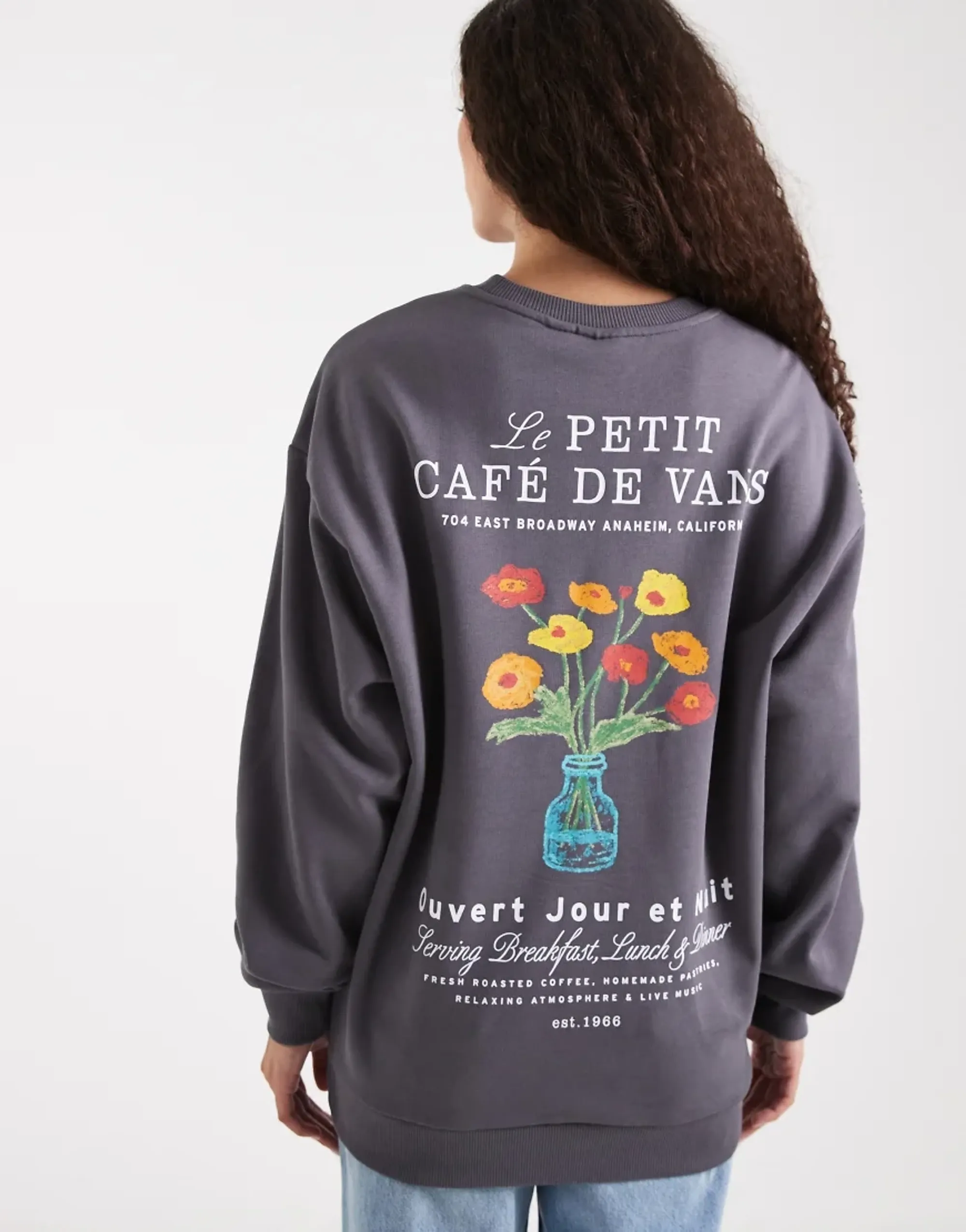 Vans - Café Vans Oversized Crew Sweatshirt, Man, Grey